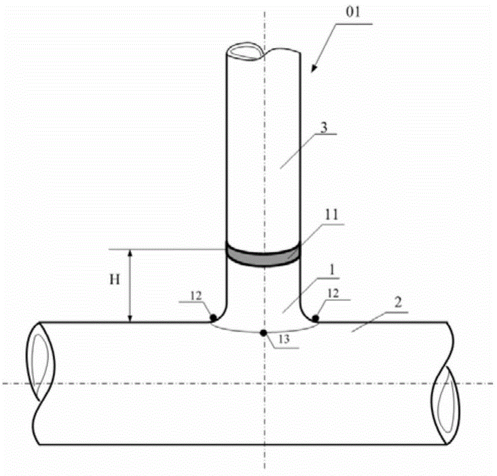 Local postweld heat treatment method for three-way branch pipe butt joint