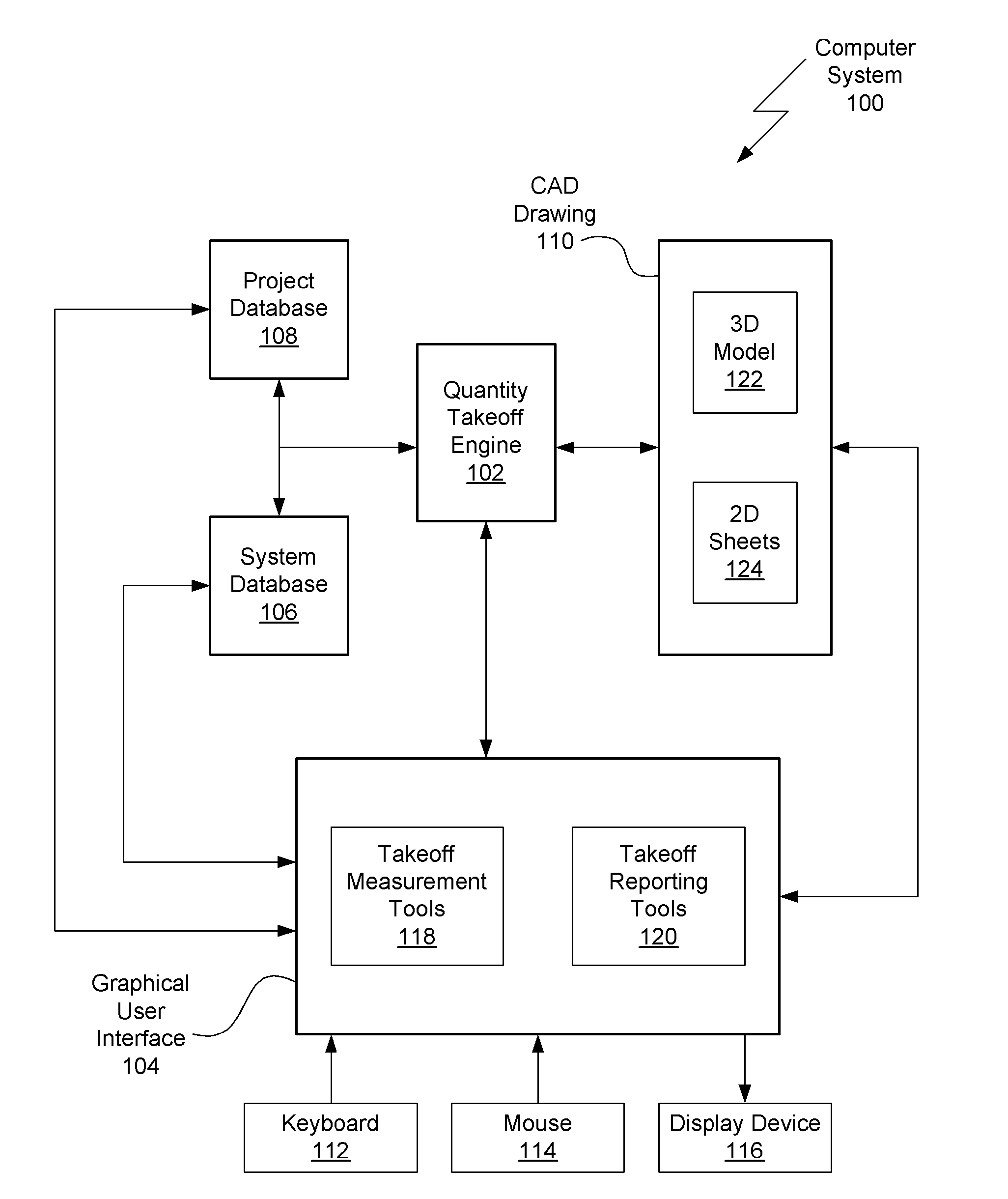 Method for semi-automatic quantity takeoff from computer aided design drawings