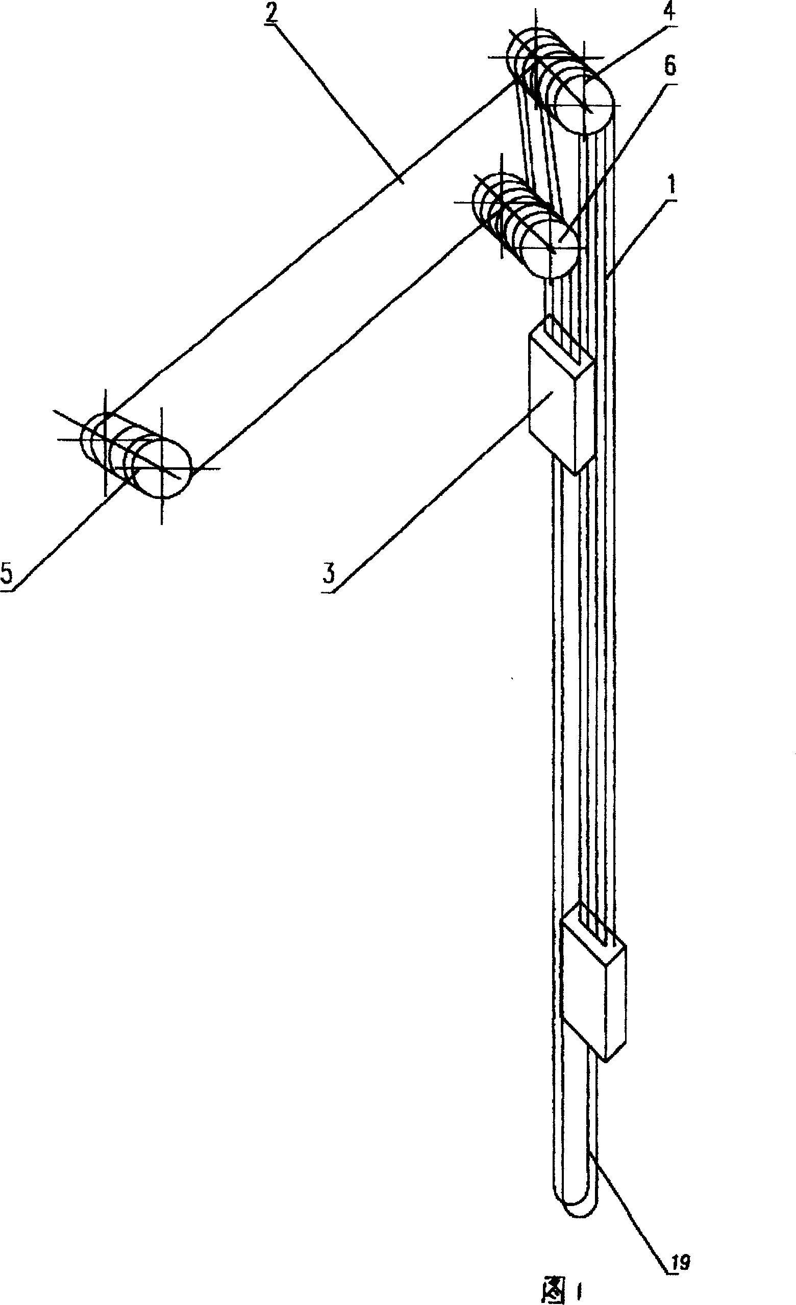 Lifter suspended by multiple cables and balanced by tail cable