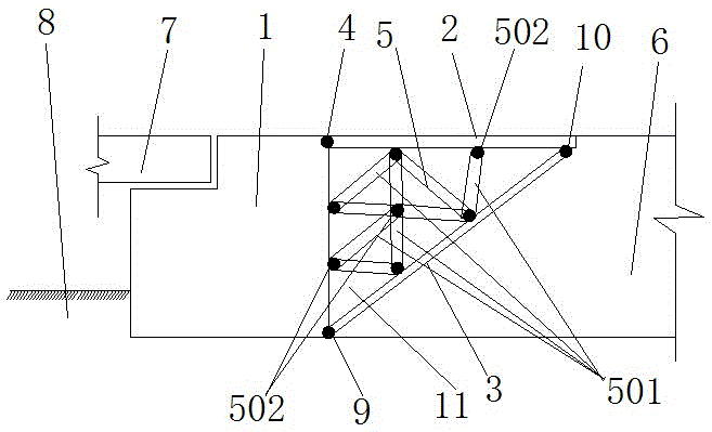 A combined truss-type bridge-road transition structure integrated with the abutment