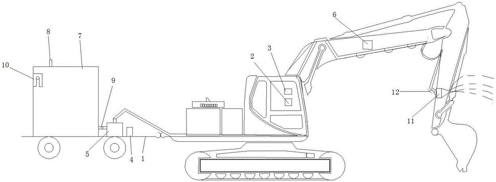 Dust collecting device used for excavator