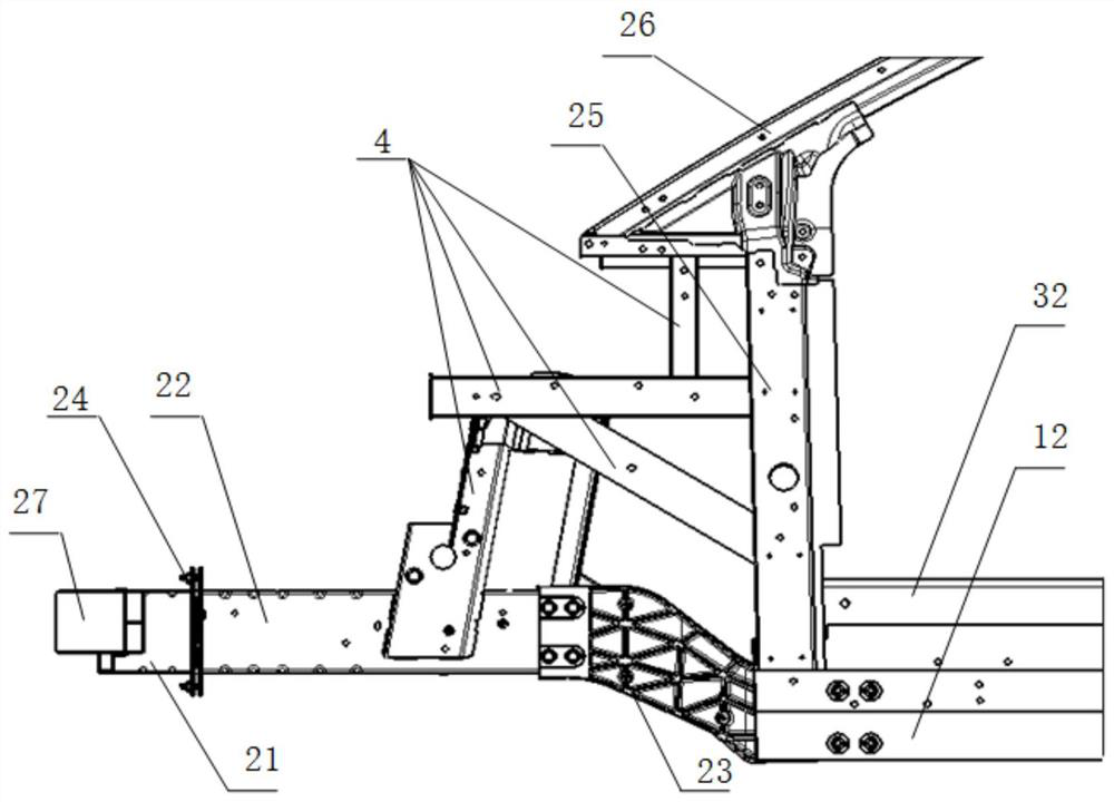 Automobile body collision energy absorption structure of hydrogen energy automobile