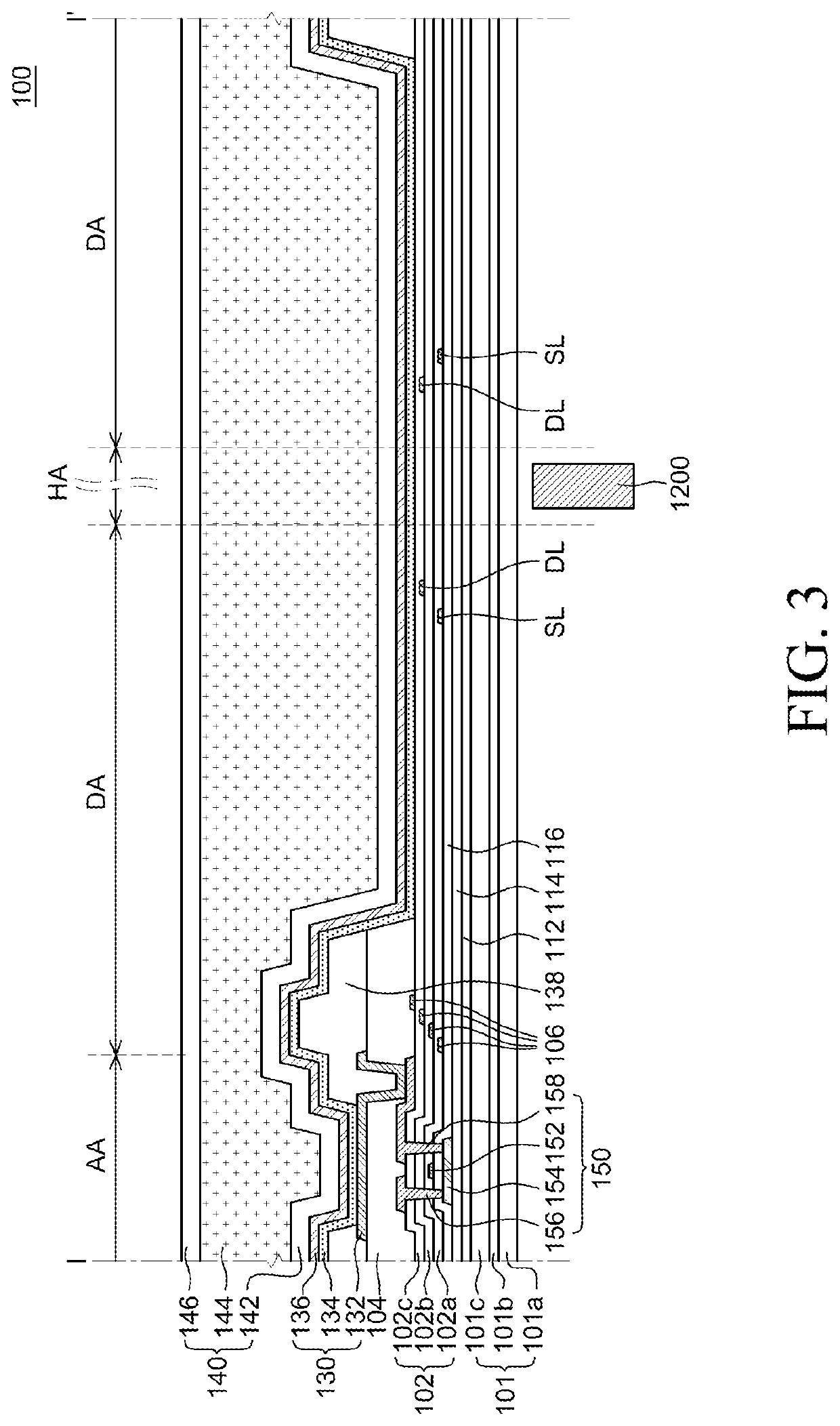 Display device including see-through area for camera