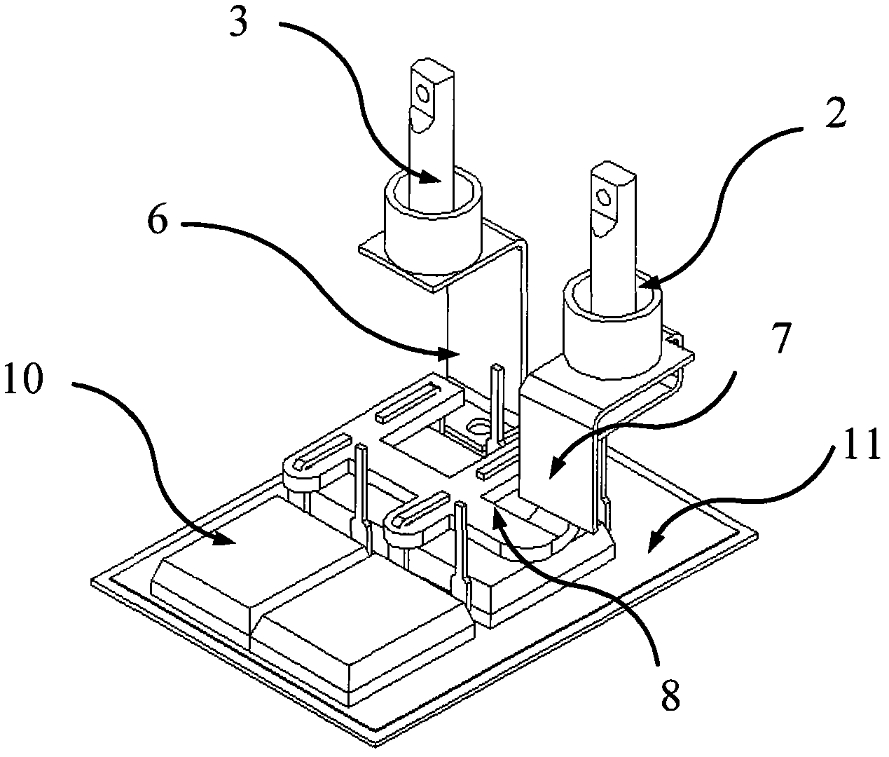 High-power DC solid-state power controller with integrated radiation structure