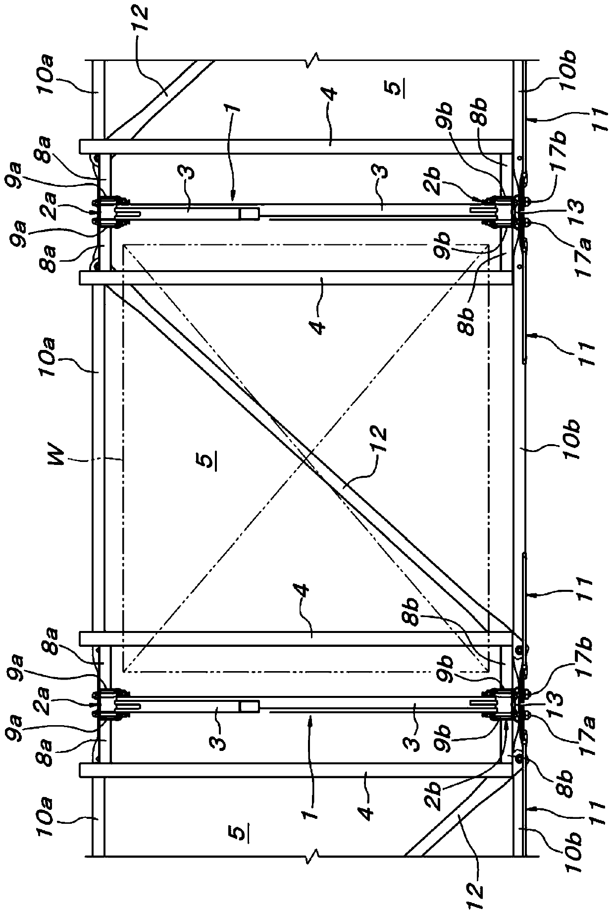 Rack connection part installation structure