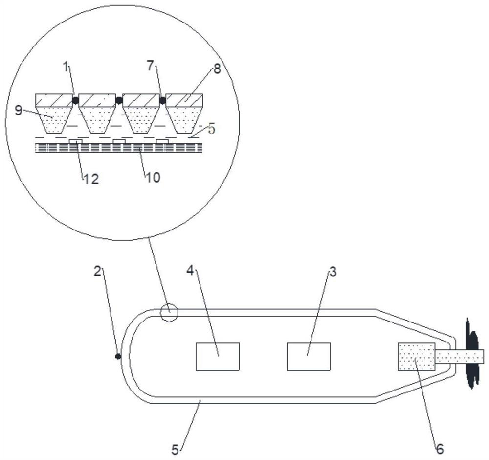 A motion drag-reducing shell of an unmanned underwater vehicle