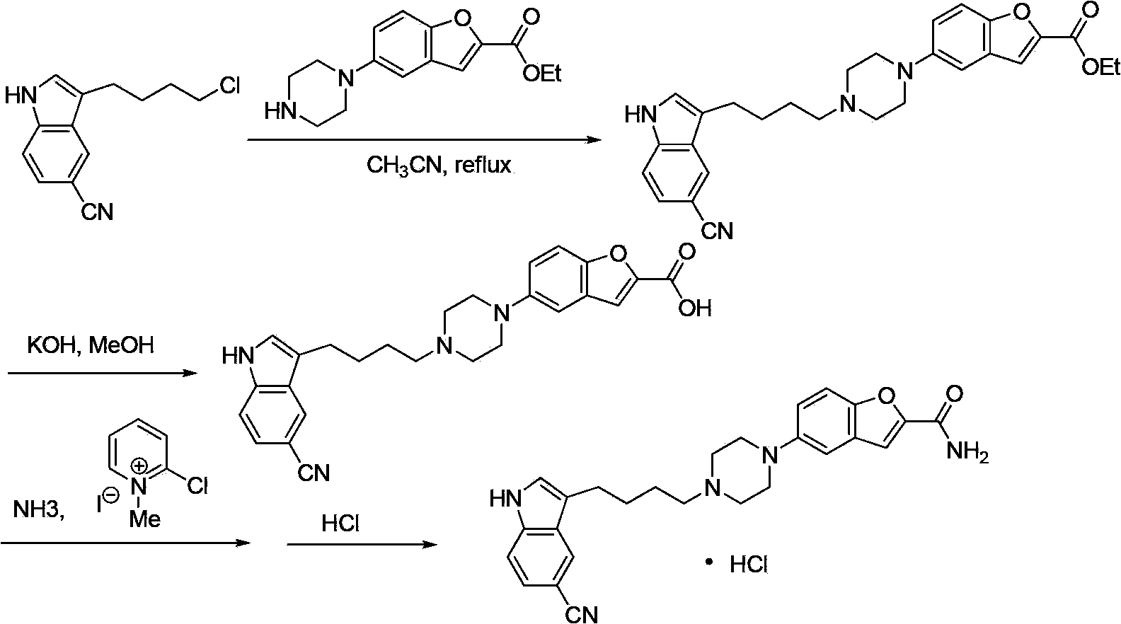 Compound for preparing vilazodone as well as intermediate and application thereof