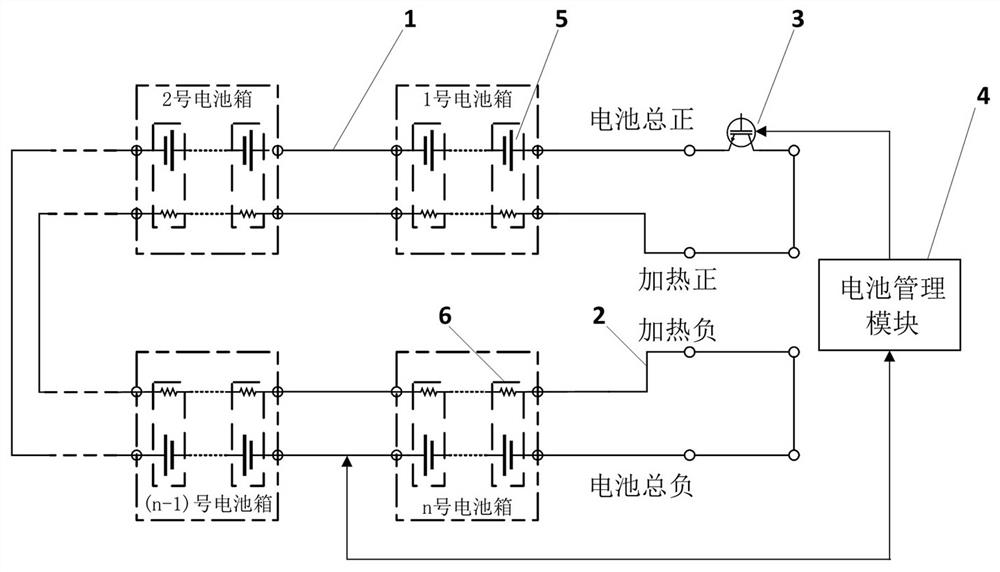 Self-heating power battery system and driving heating method