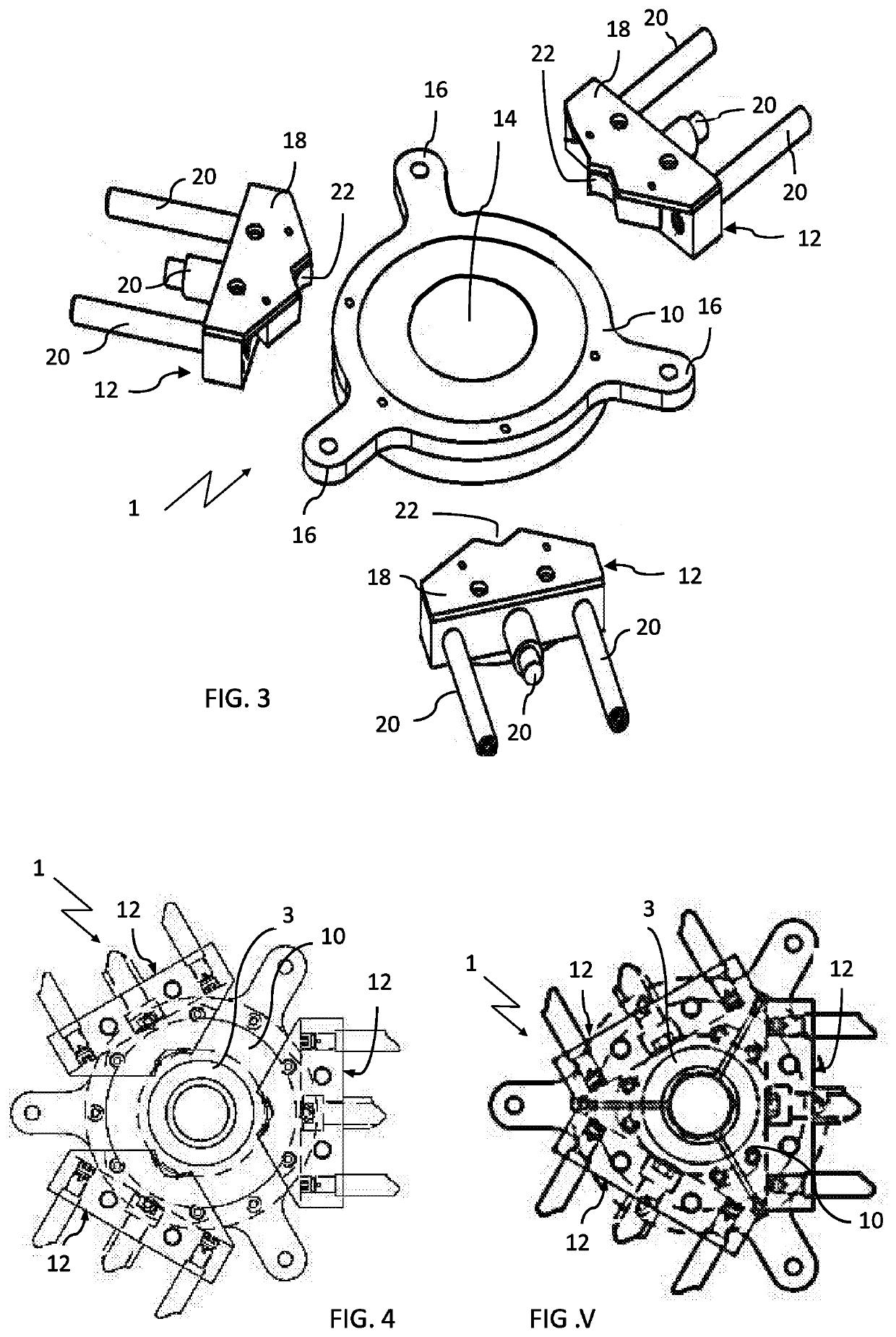 Device for gripping and centring bottles for capping installations