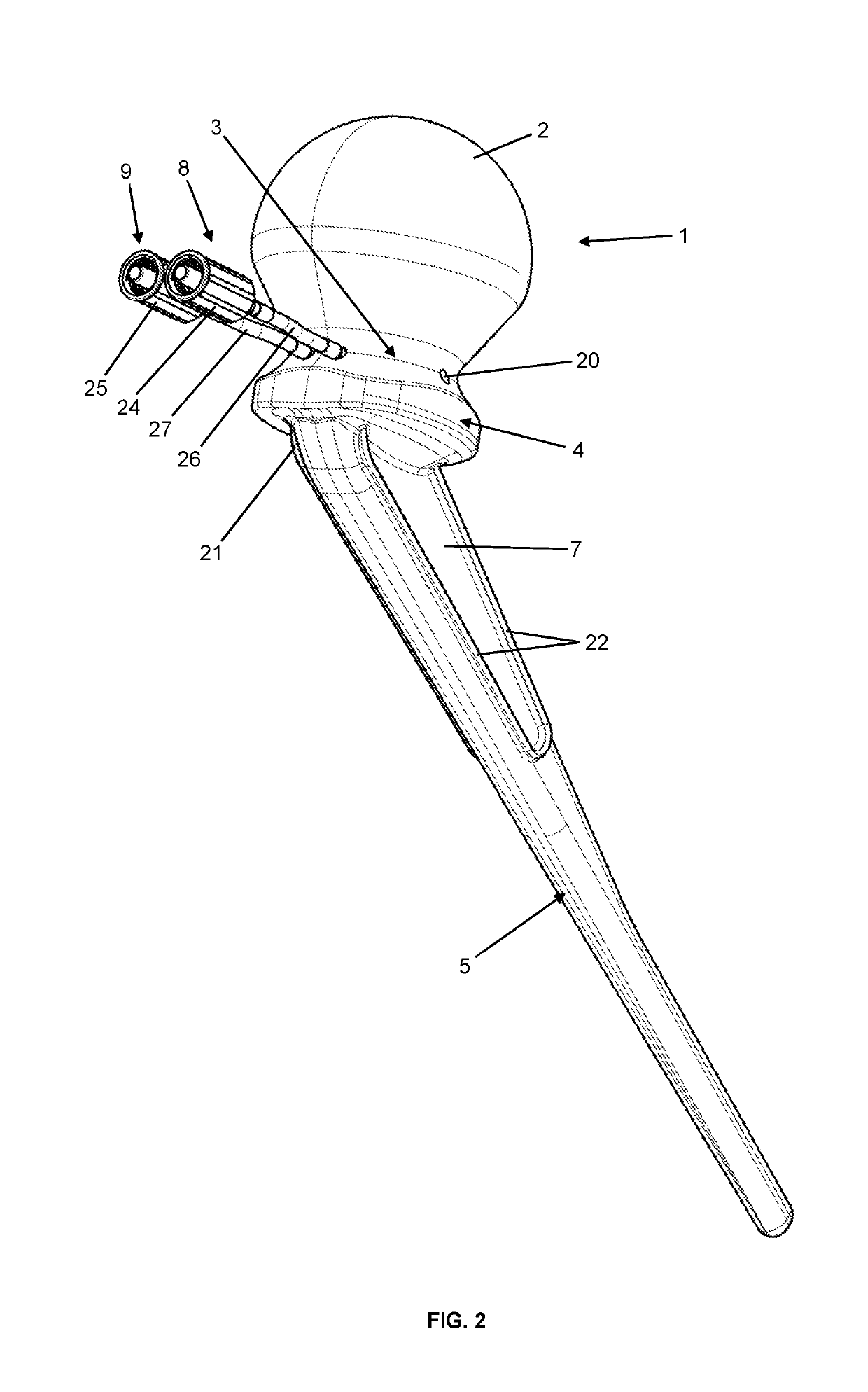 Femoral hip joint spacer with irrigation device
