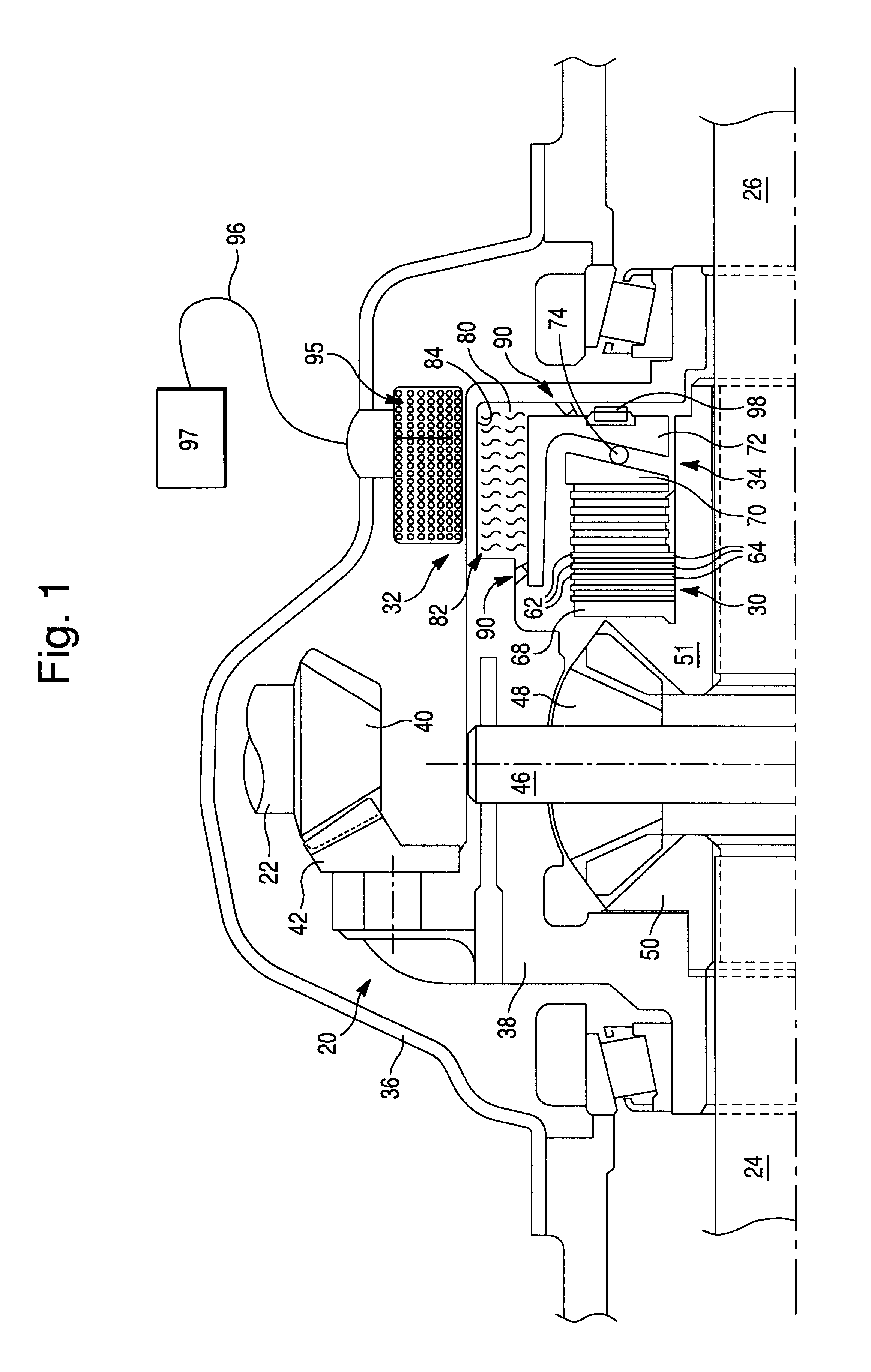 Locking differential with clutch activated by magnetorheological fluid