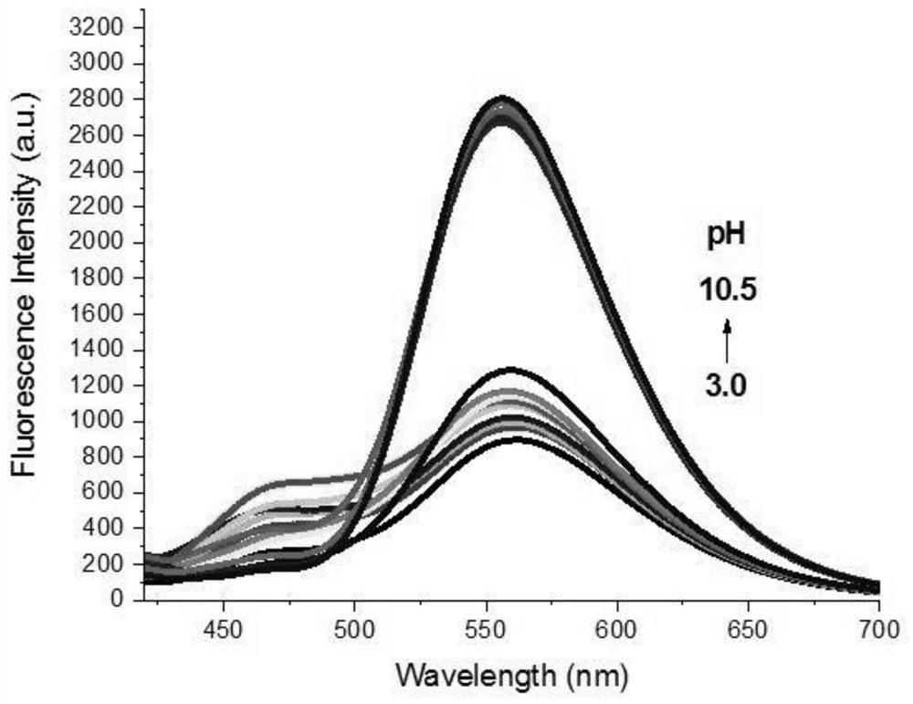 A kind of fluorescent probe for pH detection, its synthesis method and application