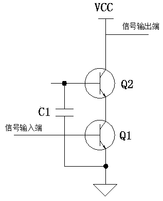 Common-emitter common-base amplification circuit for improving phase characteristics and signal processing system