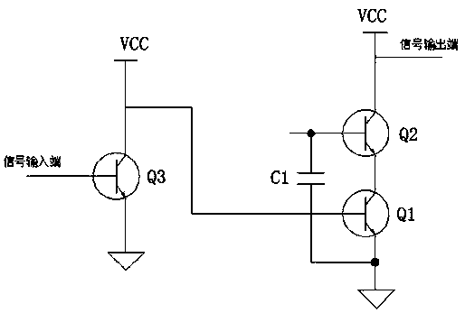 Common-emitter common-base amplification circuit for improving phase characteristics and signal processing system