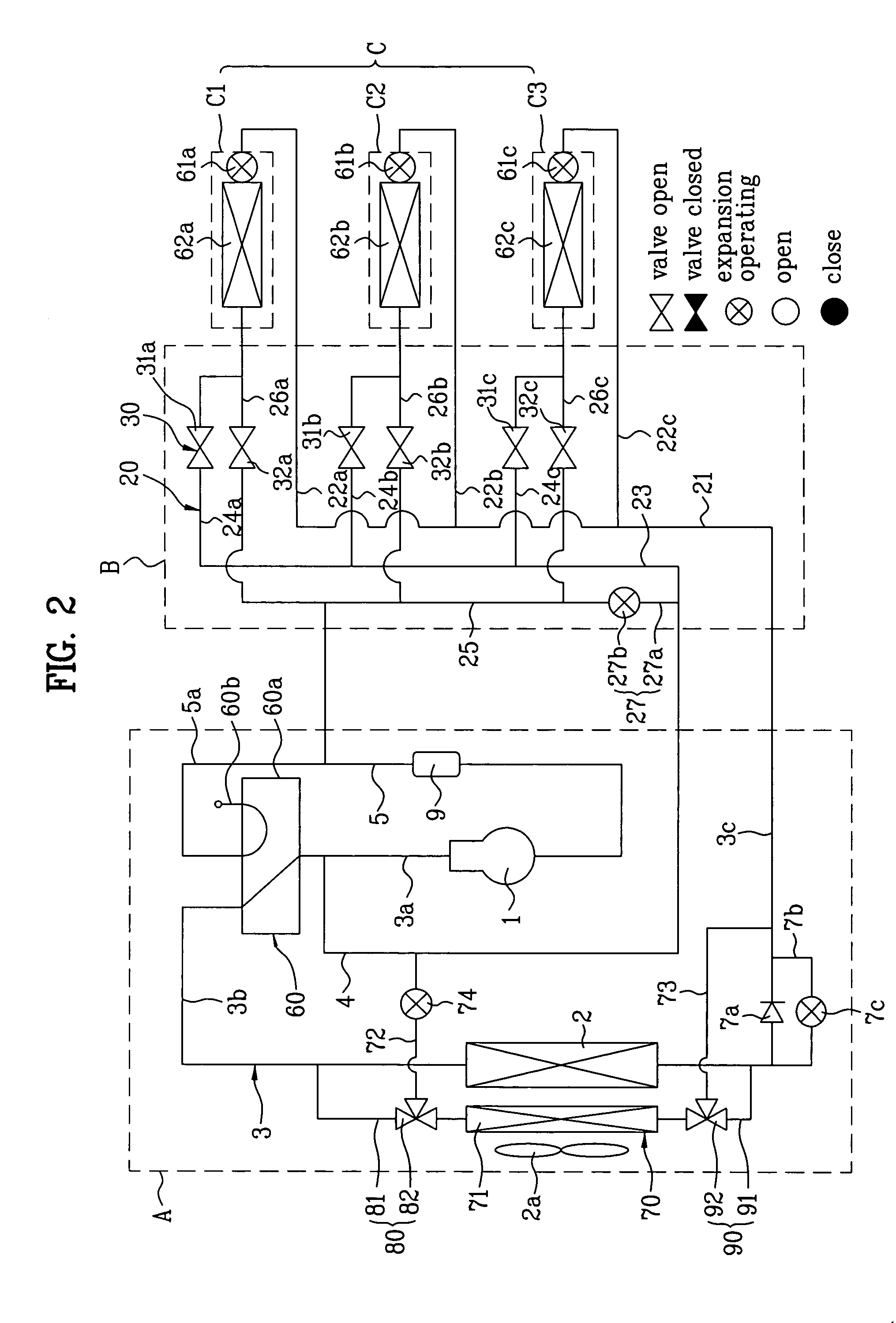 Multi-type air conditioner with defrosting device