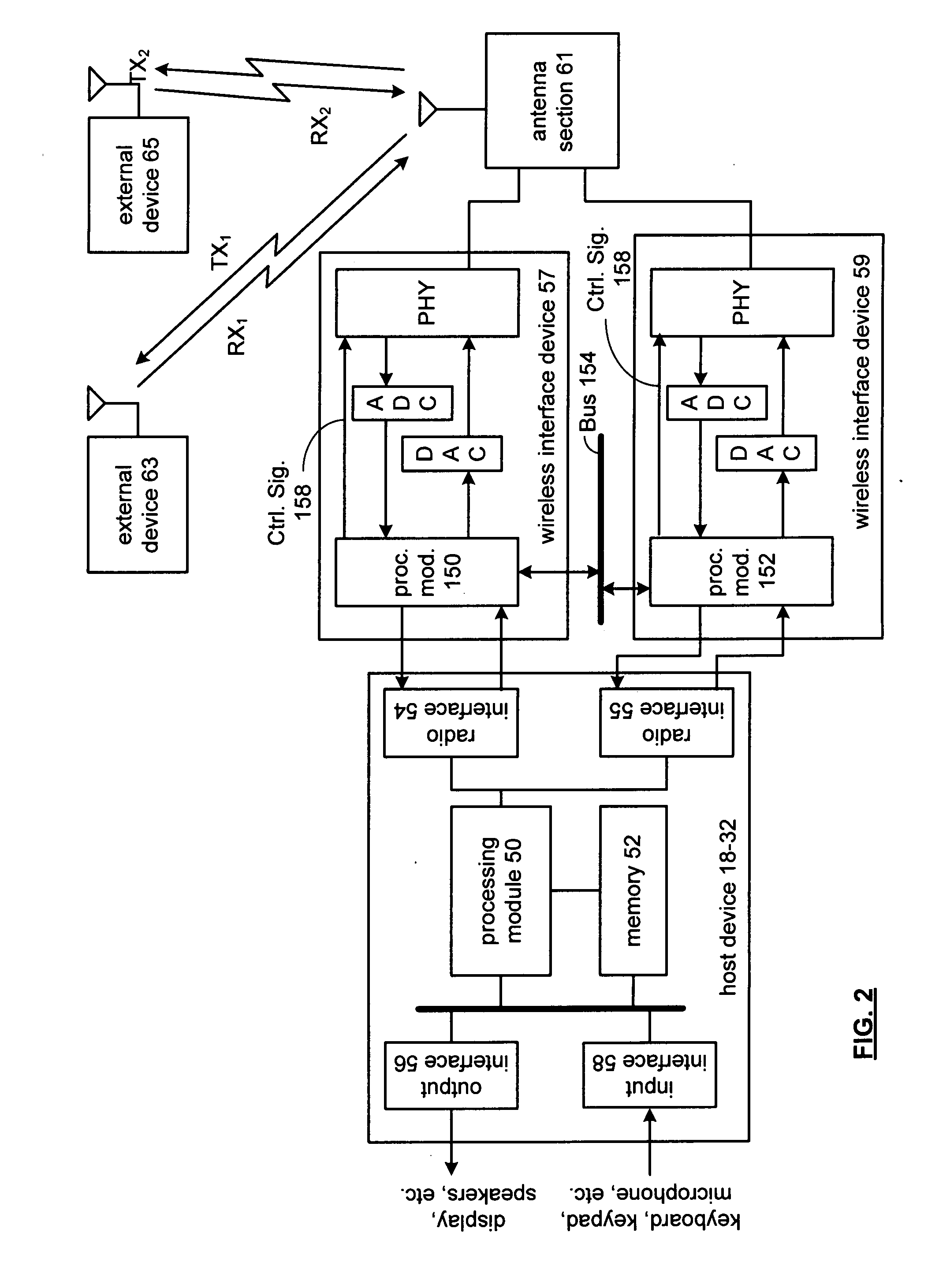 Cooperative transceiving between wireless interface devices of a host device