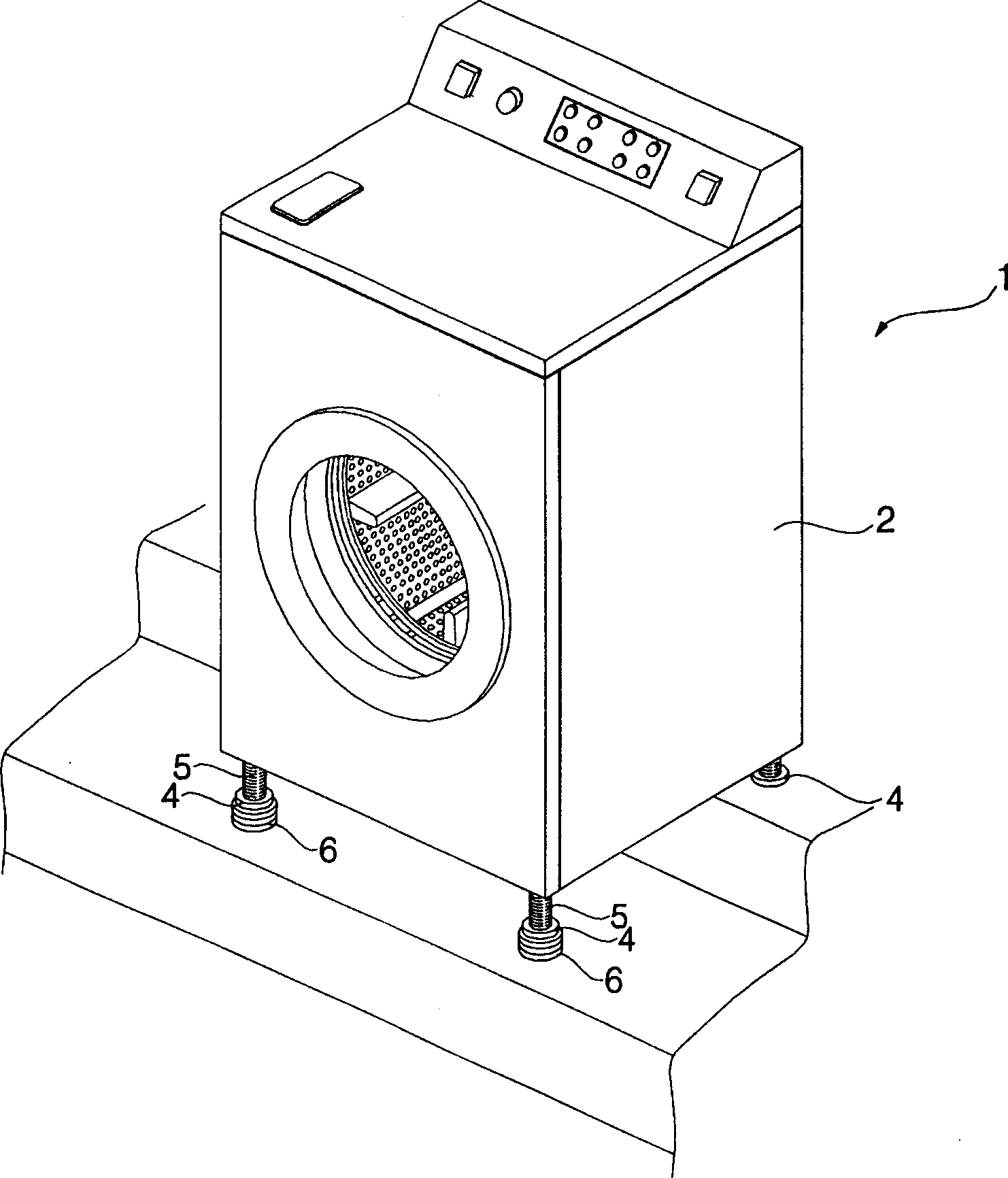 Supporting base for level regulating of washing device