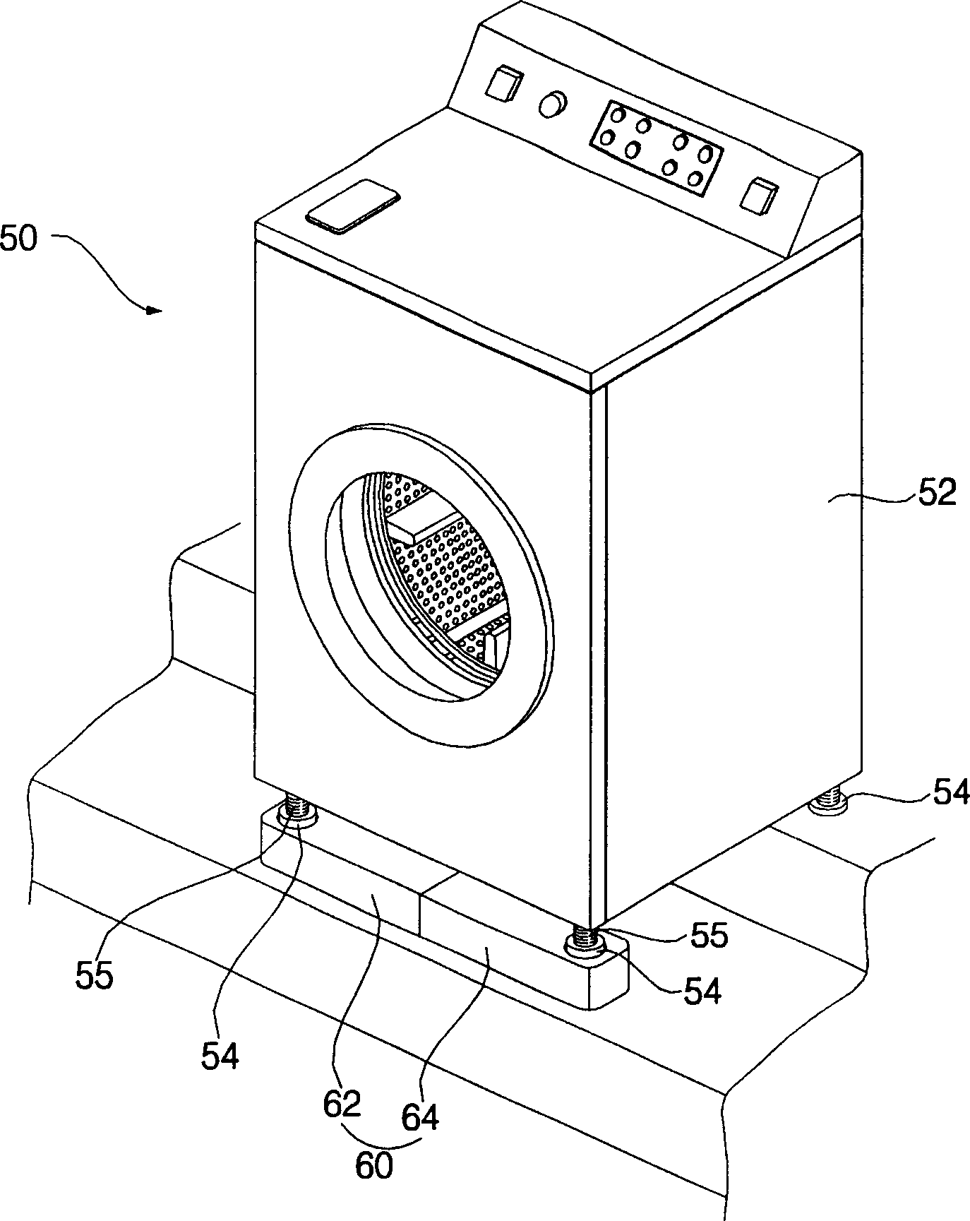 Supporting base for level regulating of washing device