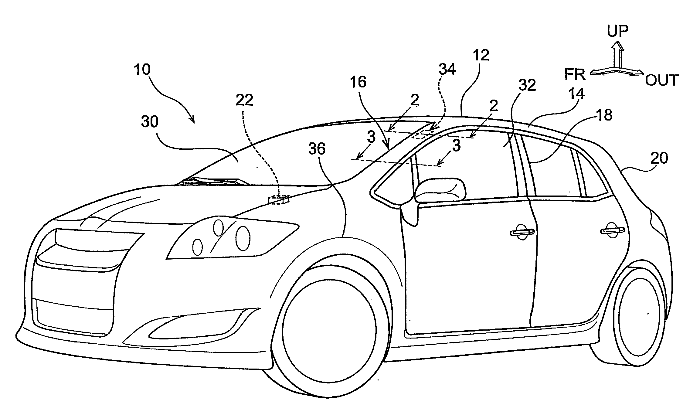 Placement structure for peripheral information detecting sensor, and self-driving vehicle