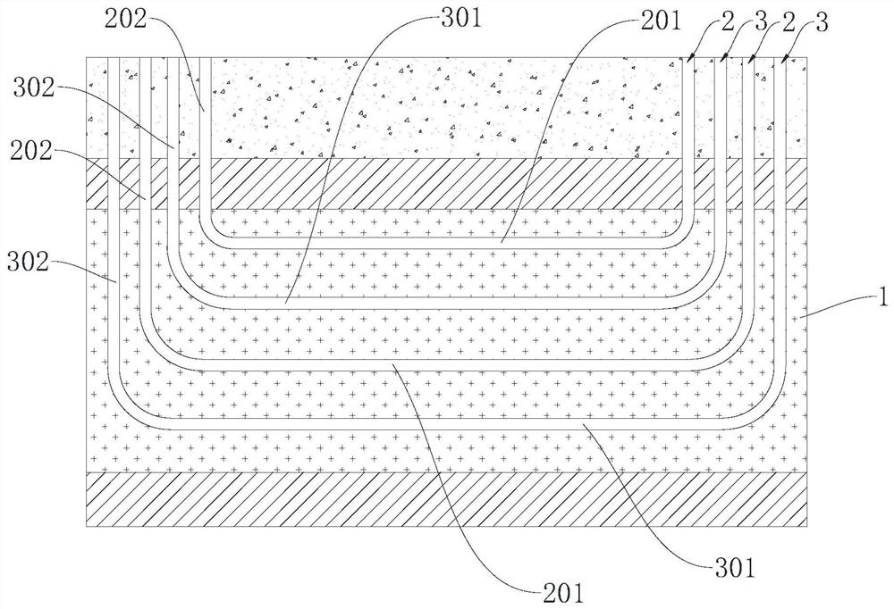 In-situ leaching uranium mining well pattern and in-situ leaching uranium mining construction method