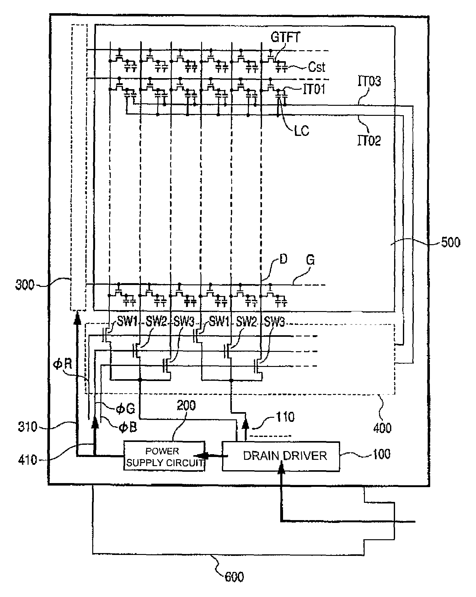 Display device employing a time-division-multiplexed driver