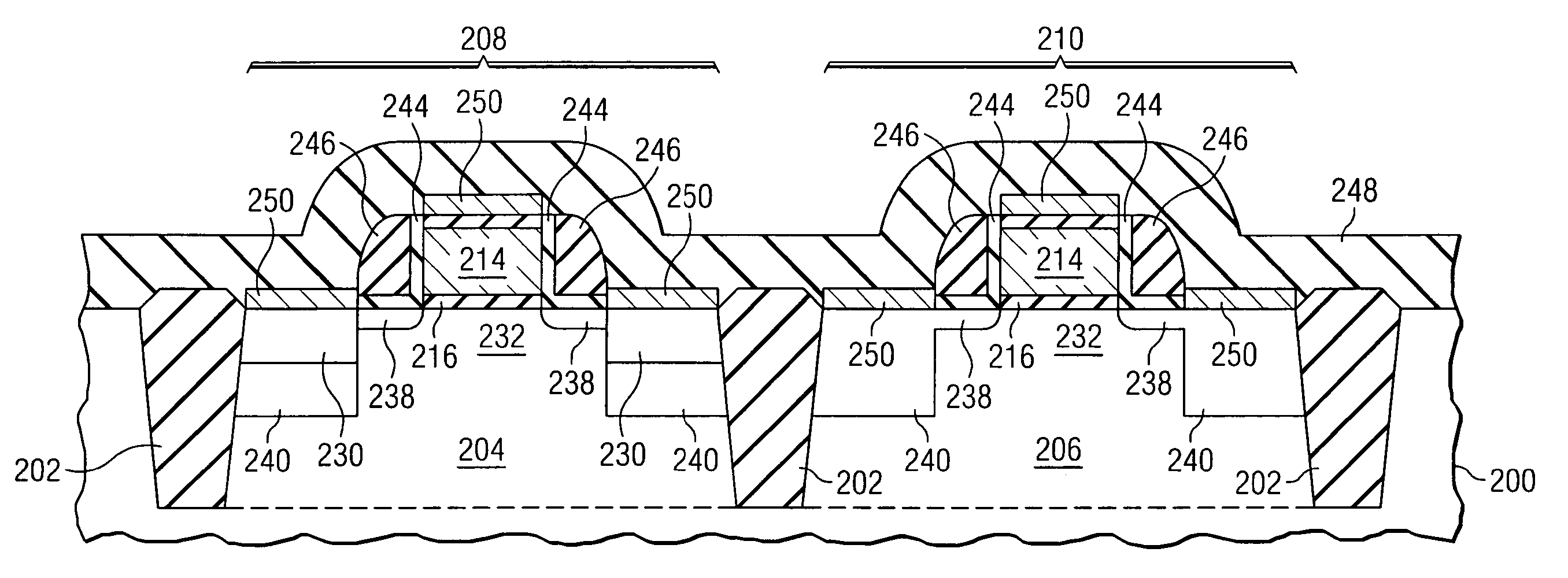 Structure and method of a strained channel transistor and a second semiconductor component in an integrated circuit