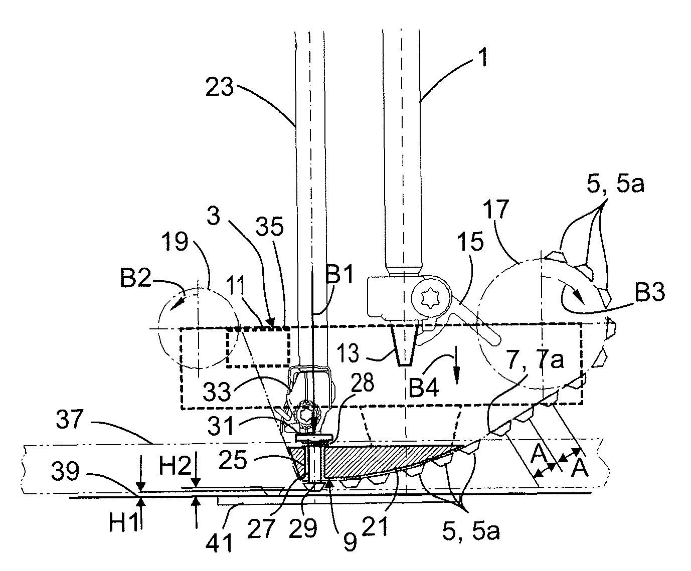 Placement device for placing decorative elements on a textile or non-textile sheet material