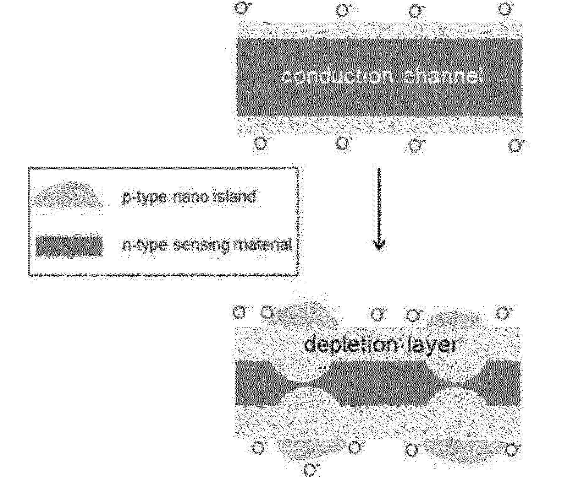 Sensor including core-shell nanostructure, and method for producing same
