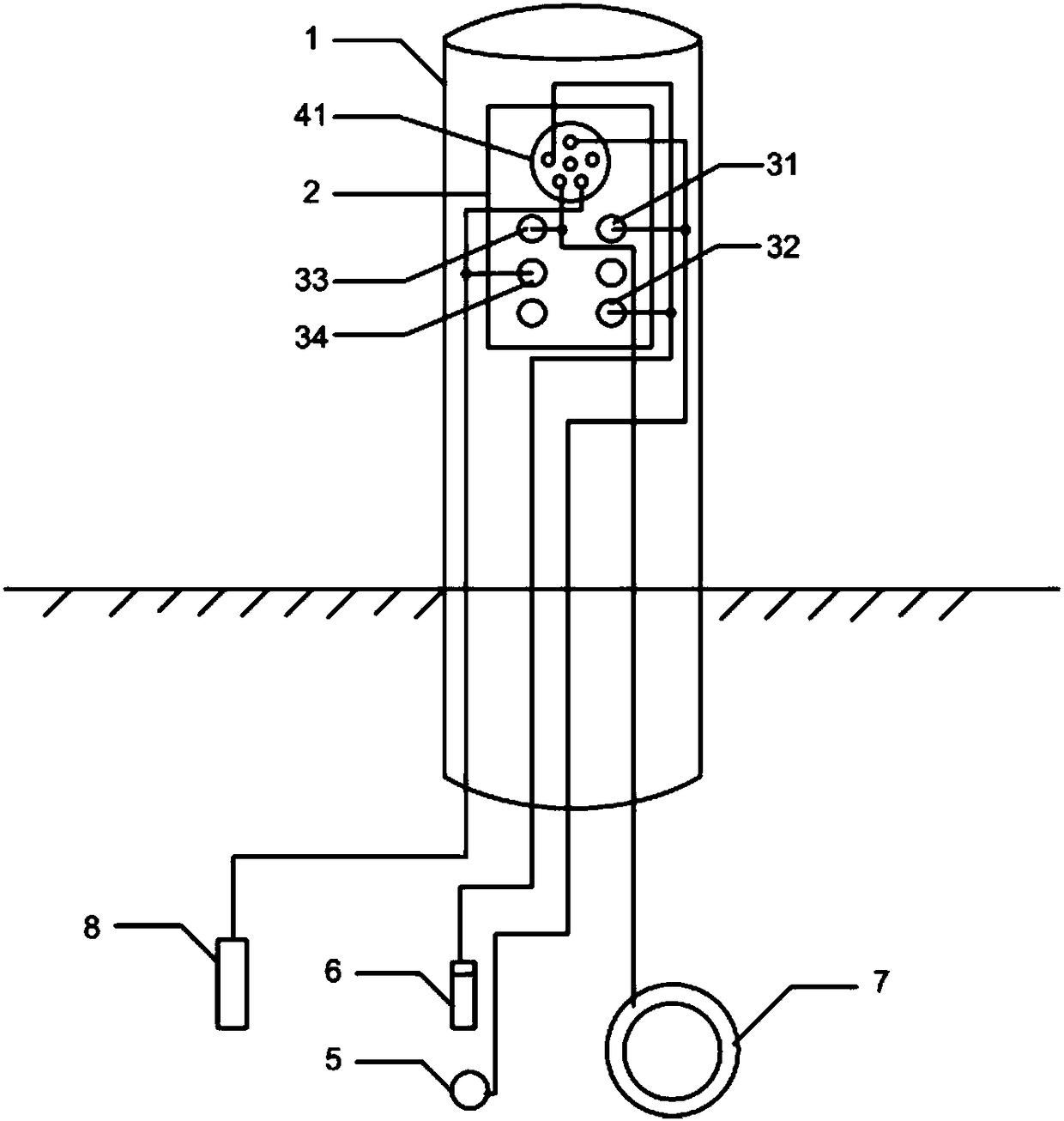 Cathode protection test device and test method thereof