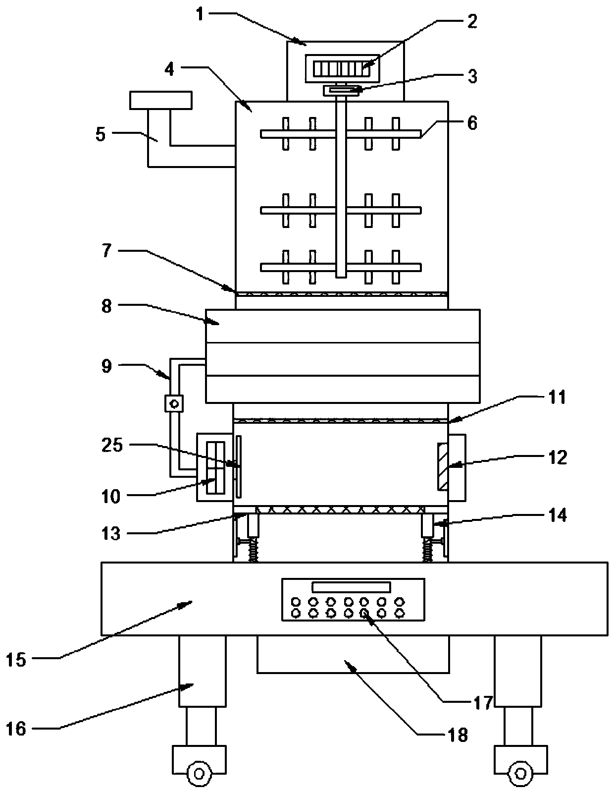 Separation device for metal particles in rice flour