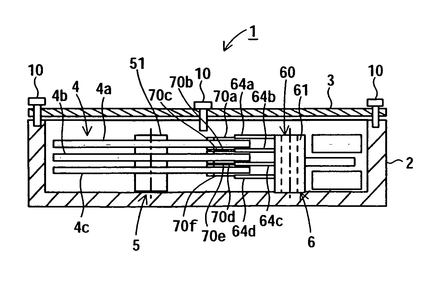 Structure to prevent deformation of magnetic disk device housing