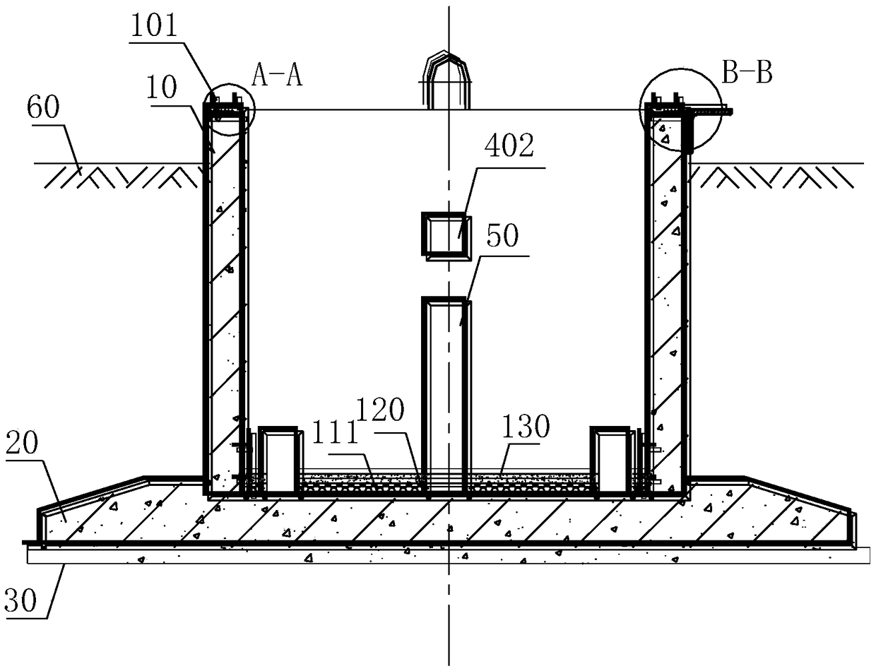 Multi-storey residential additionally-mounted elevator prefabricated assembly type pit foundation device in cold region