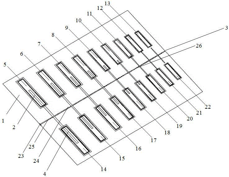 Log-periodic dipole antenna loaded with rectangular coupled resonators