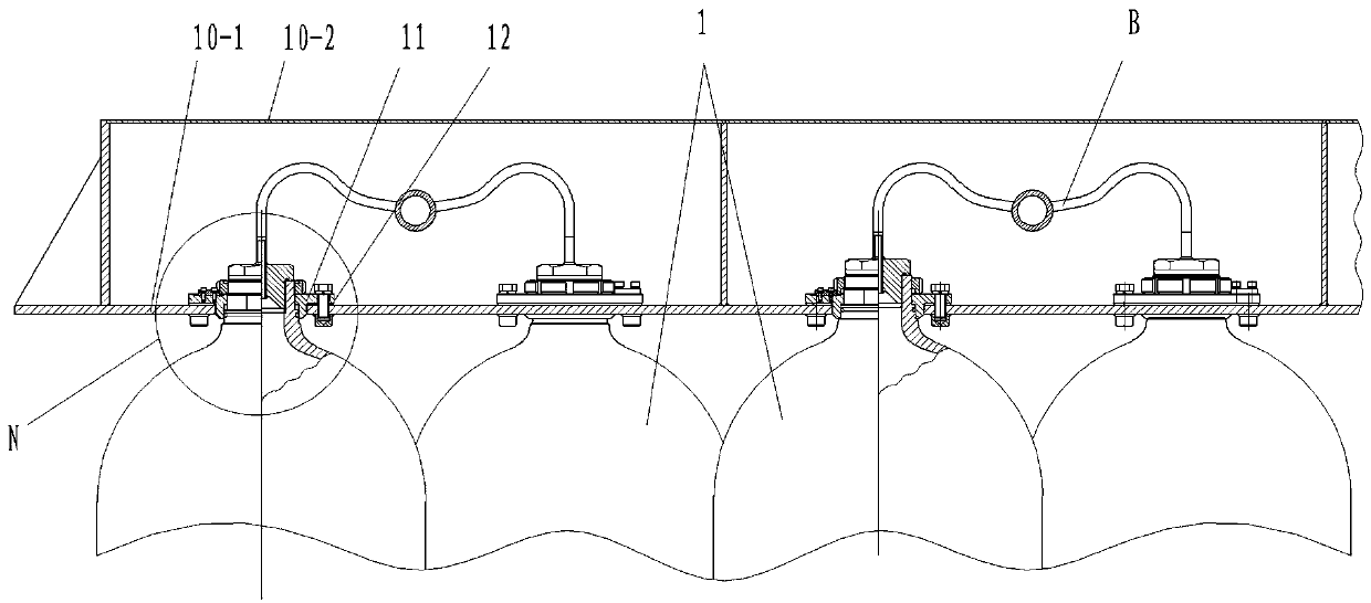 Sealing device for gas cylinder or cylindrical vessel marshalling unit of compressed natural gas (CNG) carrier and marshalling unit