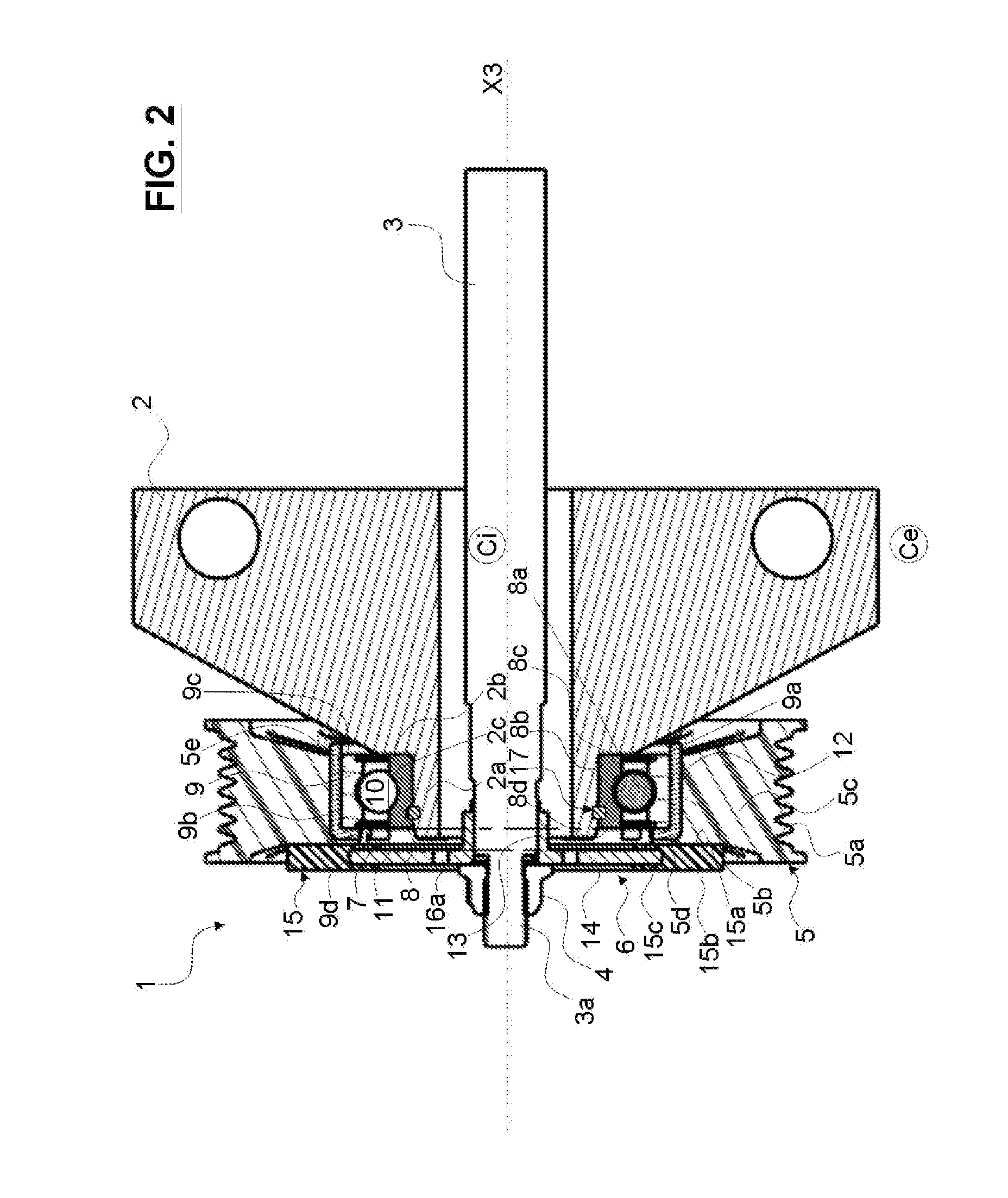 Pulley device, turning machine fitted with such a device and method of mounting such a device on a turning machine