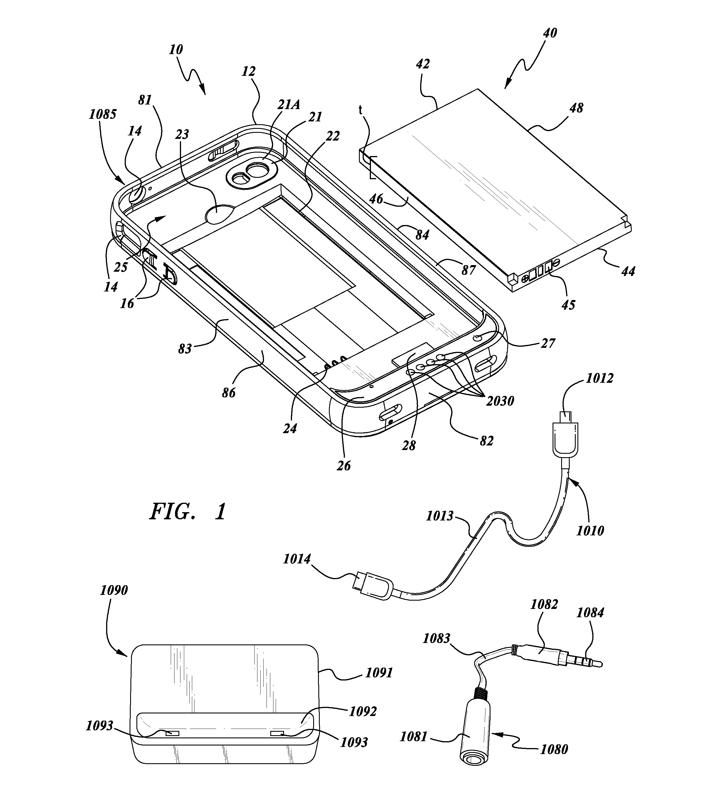 Protective case for mobile device with auxiliary battery and power control