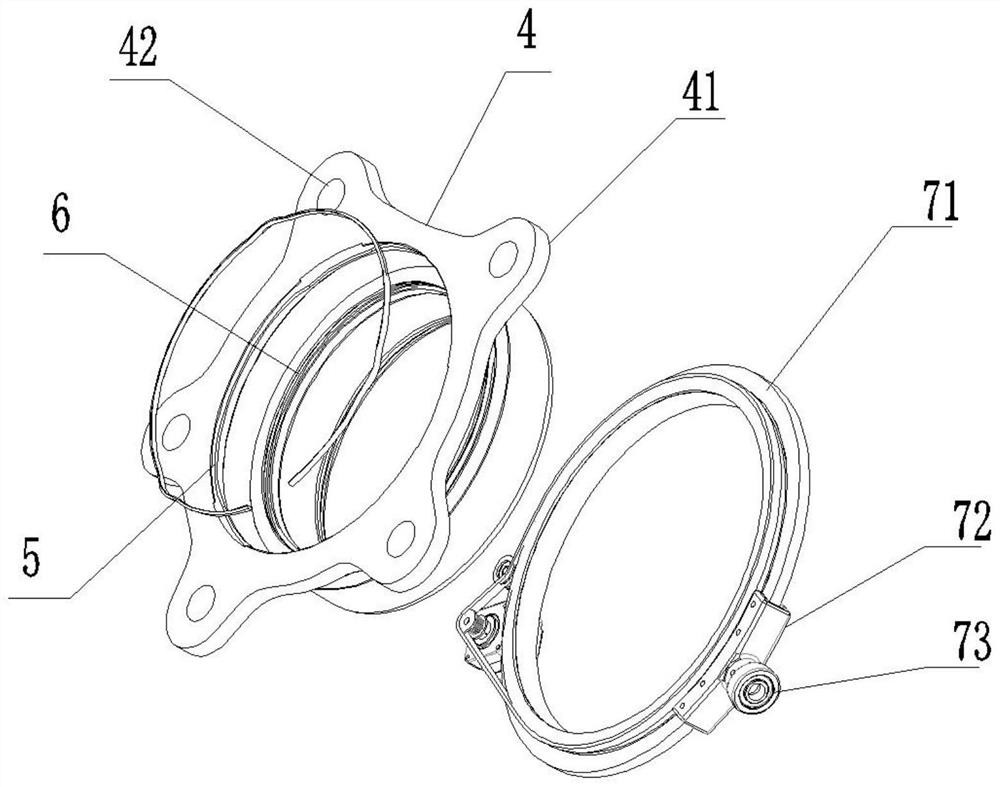 Snap ring pressing plate unit connected through three-point protruding snap ring