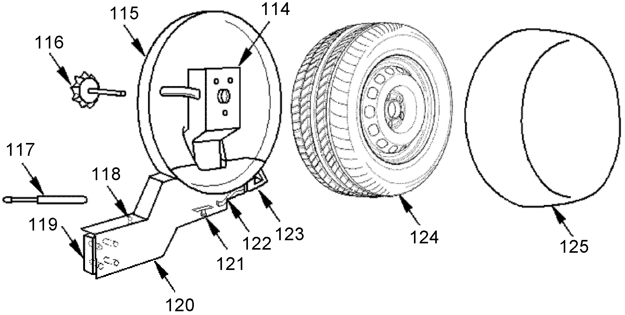 Plug-in spare tire mechanism