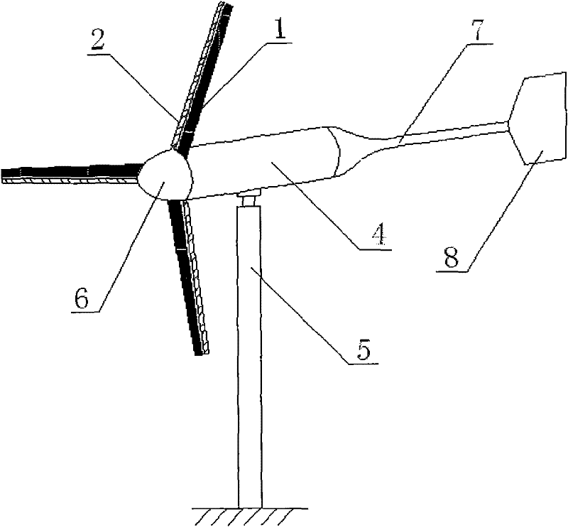 Horizontal-shaft wind turbine with rotating cylinder at front edge of paddle