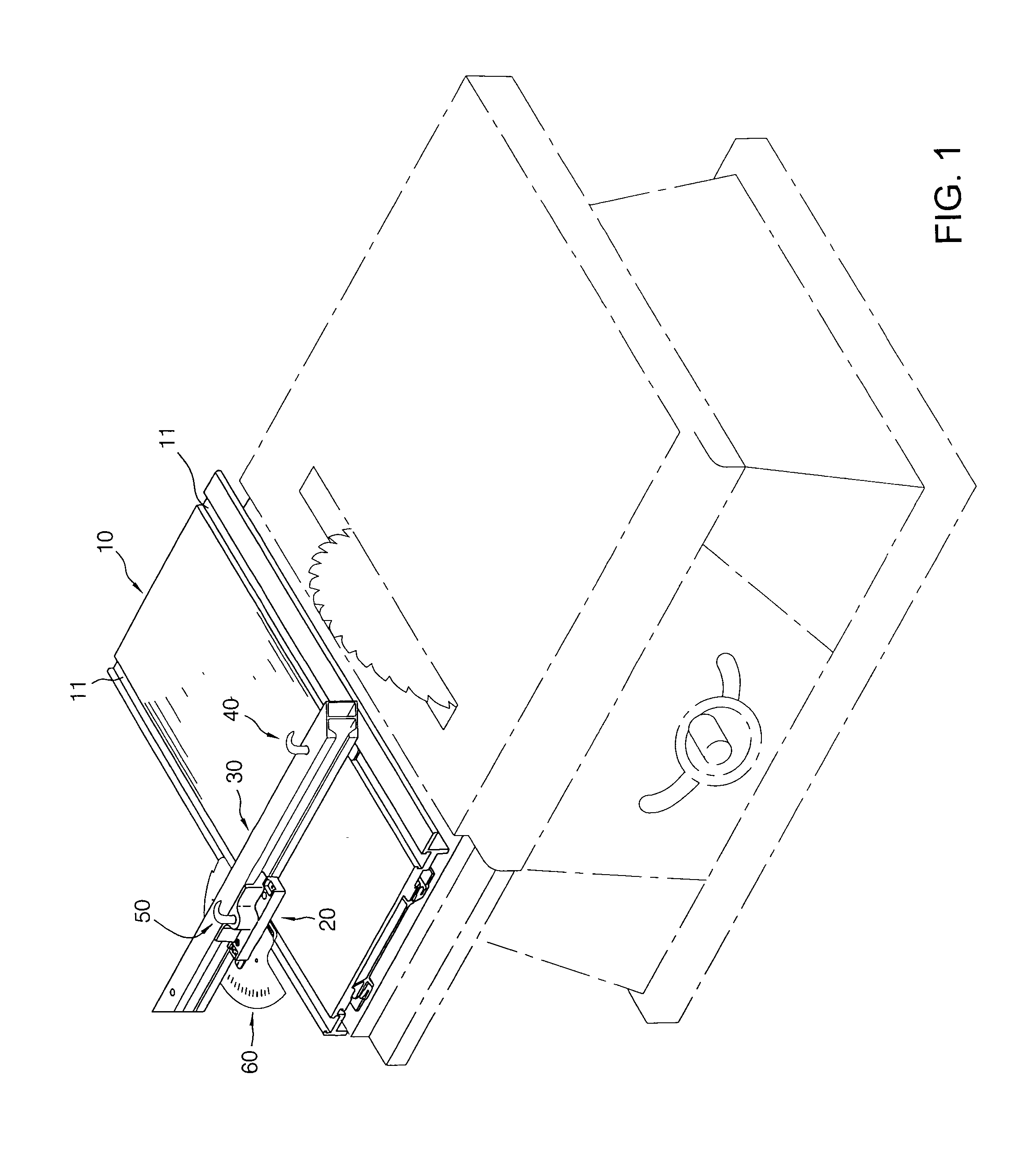 Feeding device for a table saw