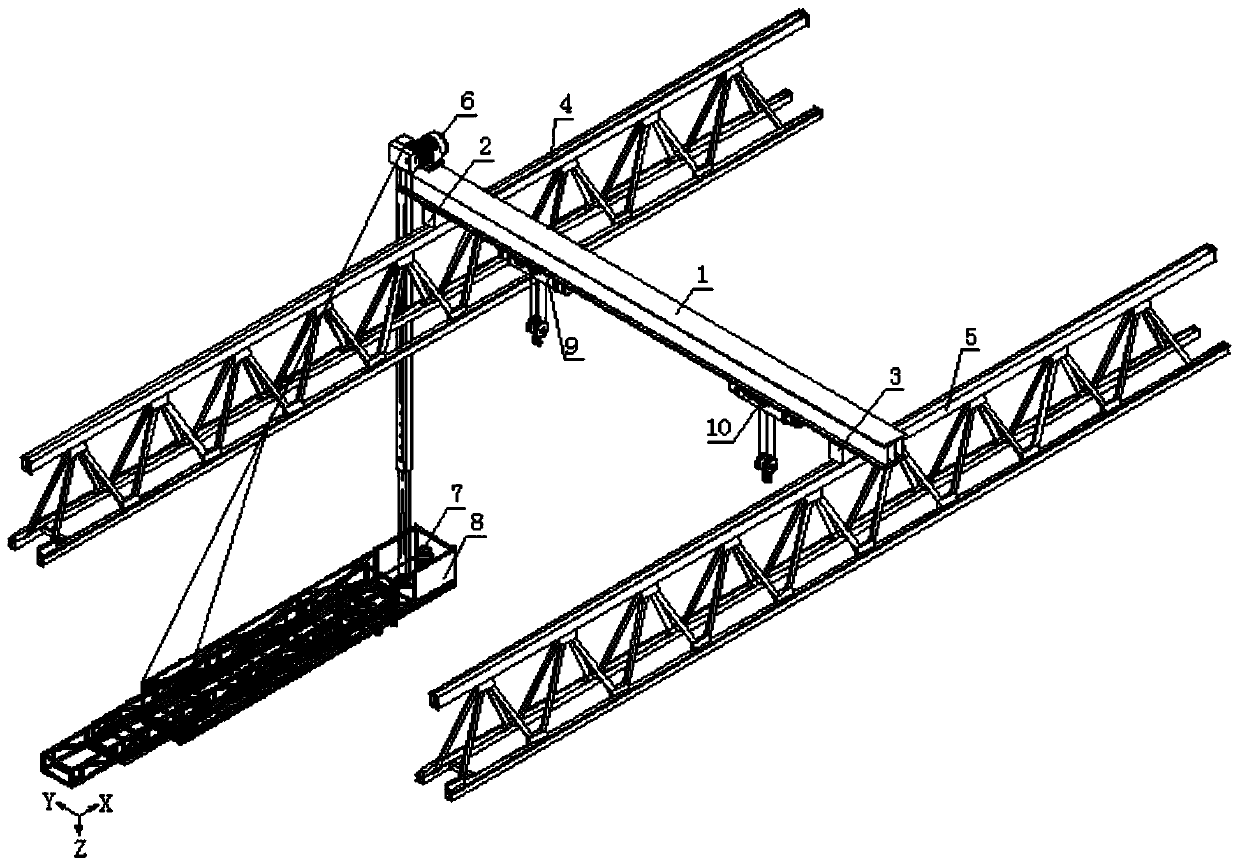 Operation hanging basket for bolted connection of reinforced concrete composite beam sections based on bridge girder erection machine