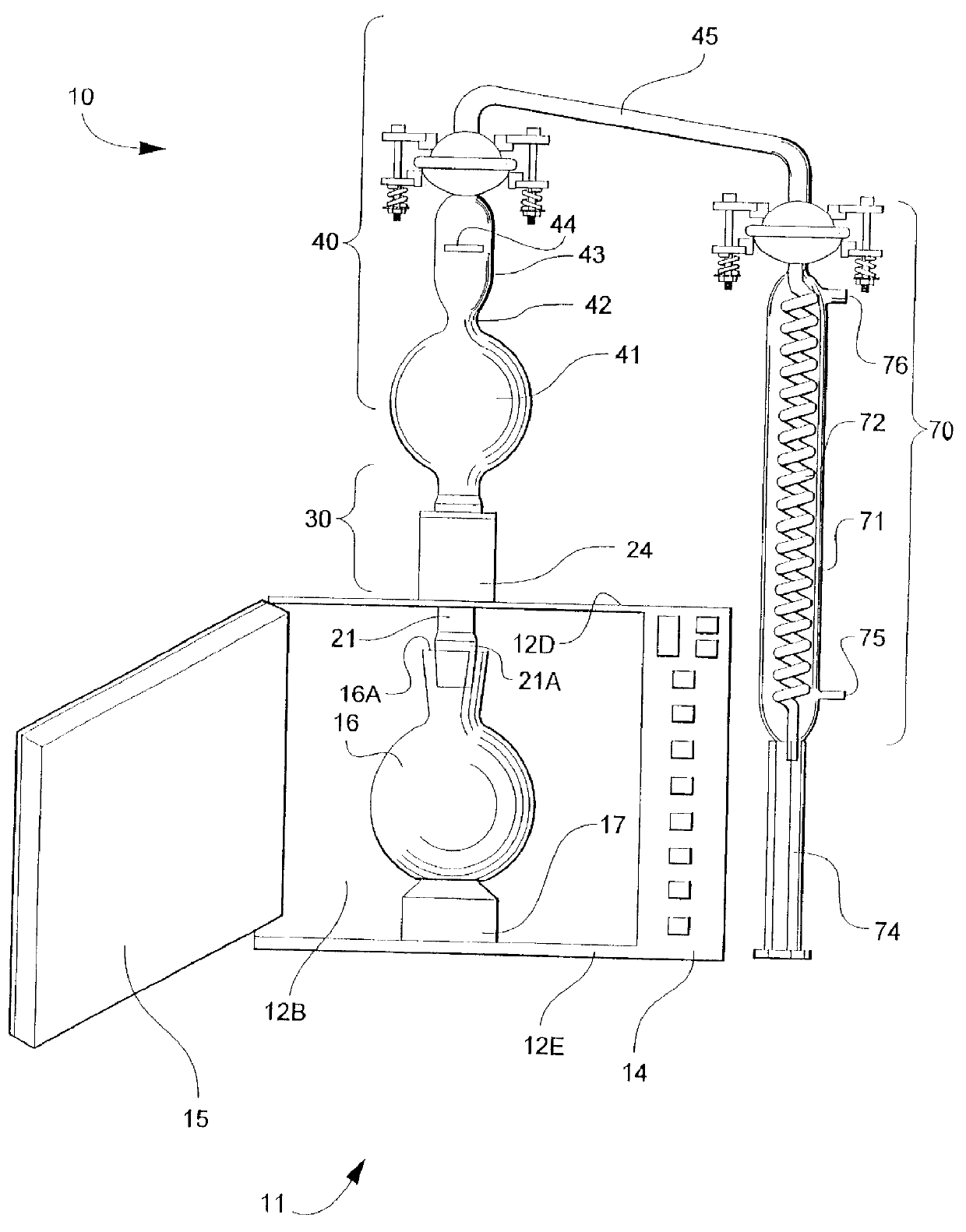 Microwave distillation apparatus, and vessel-biasing assembly