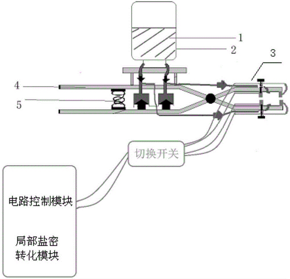 Insulator hydrophobic surface local salt density measuring device and measuring method