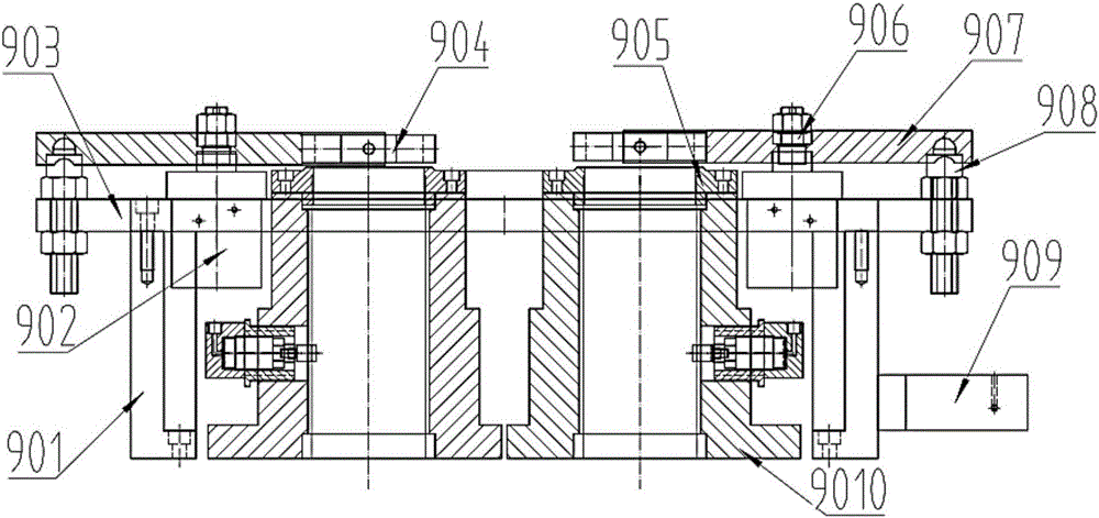 Double-spindle box four-cutter head eight-shaft cylinder boring machine and control method thereof