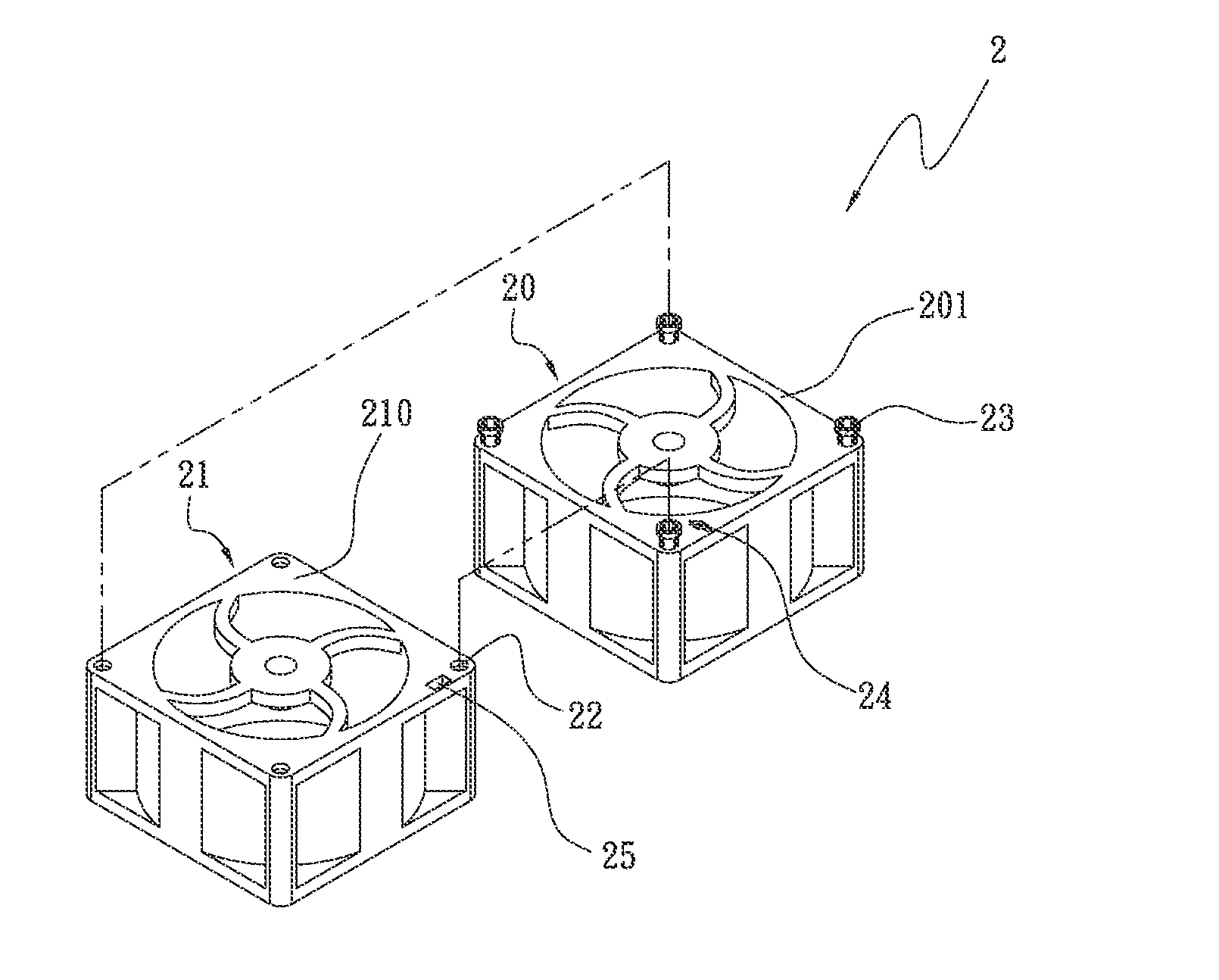 Anti-vibration serial fan structure