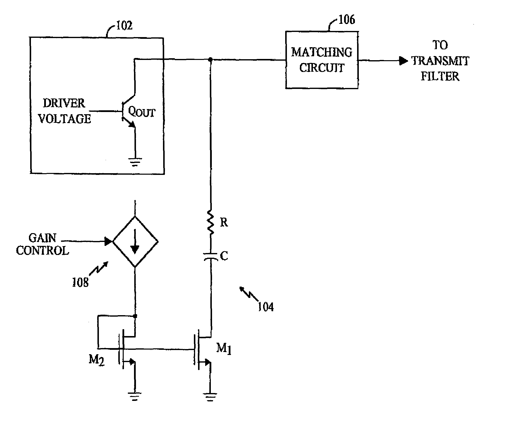 Variable impedance load for a variable gain radio frequency amplifier
