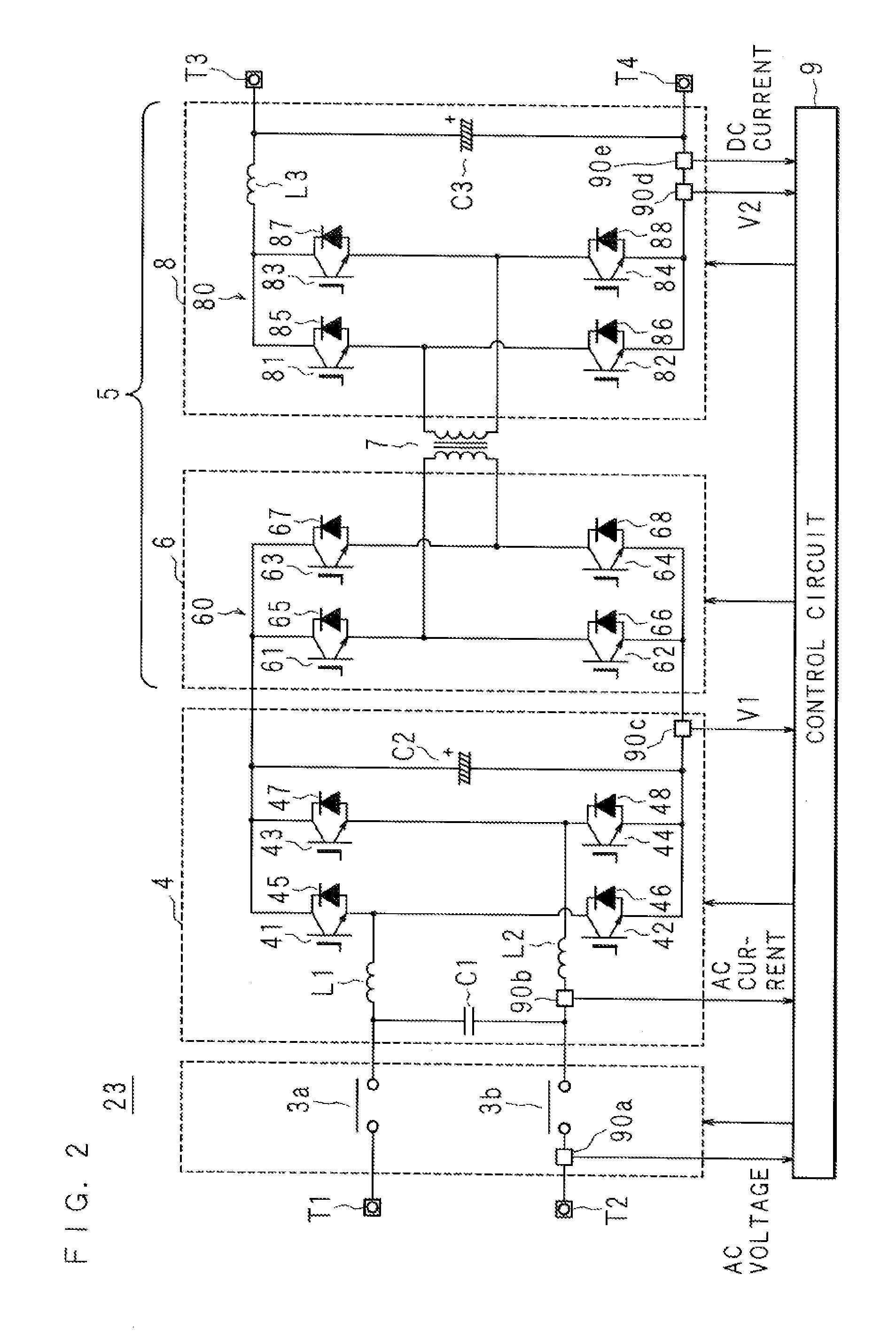 Ac-dc bi-directionally conversion device with failure determination function, failure determination method and computer readable medium