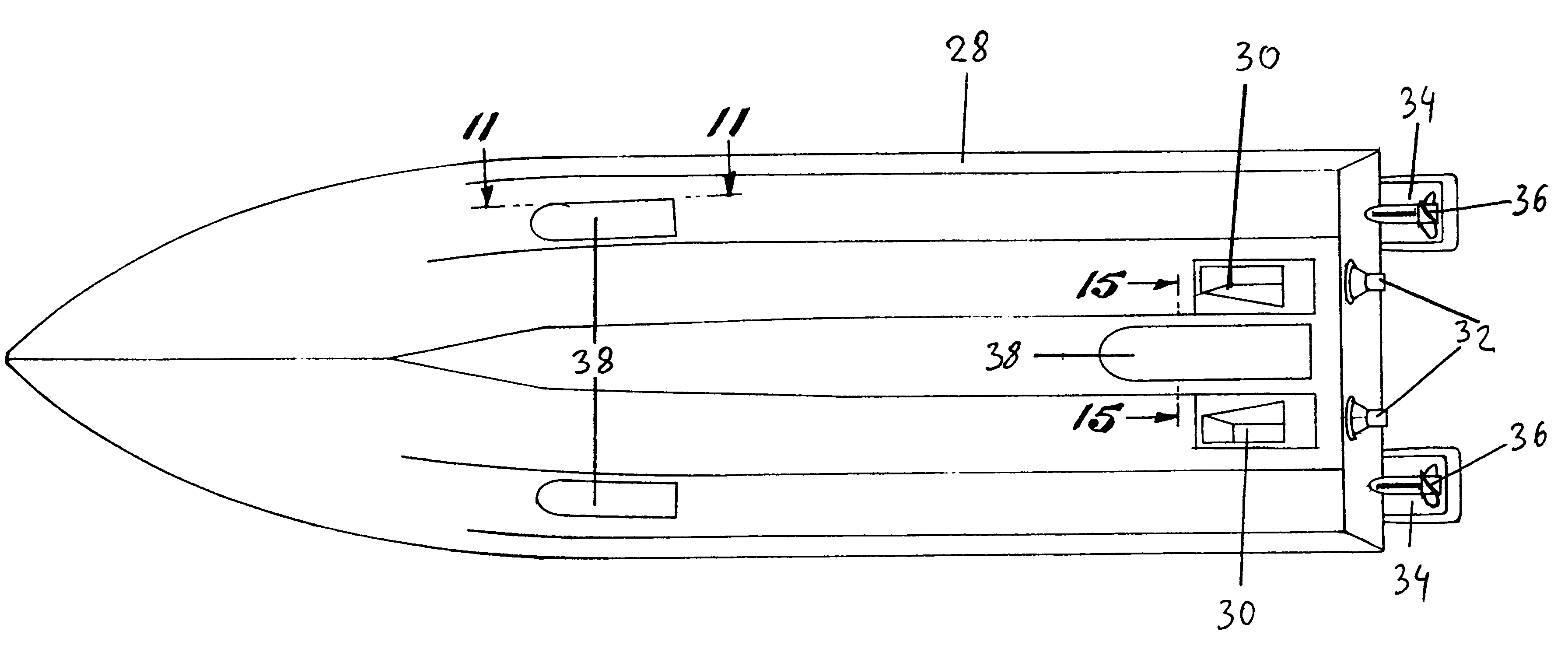Boat having a combination of jets and outboard motors and/or extendable hydroplanes