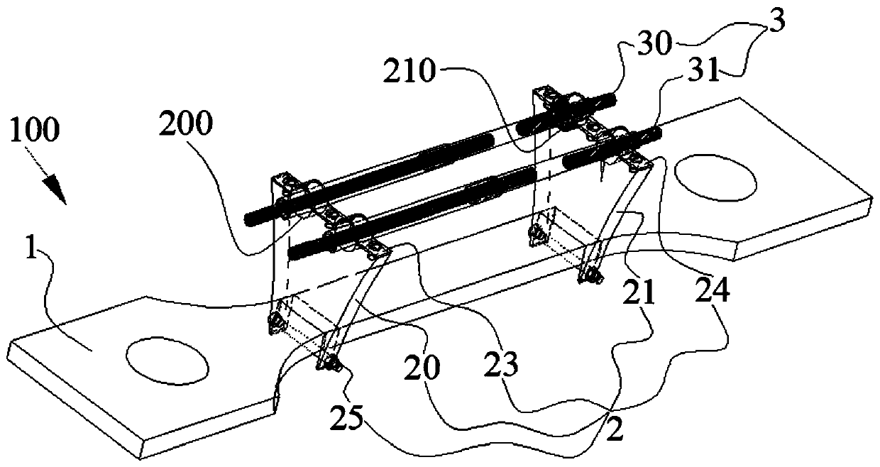 High temperature strain test device based on F-P optical fiber sensor and mounting method of high temperature strain test device