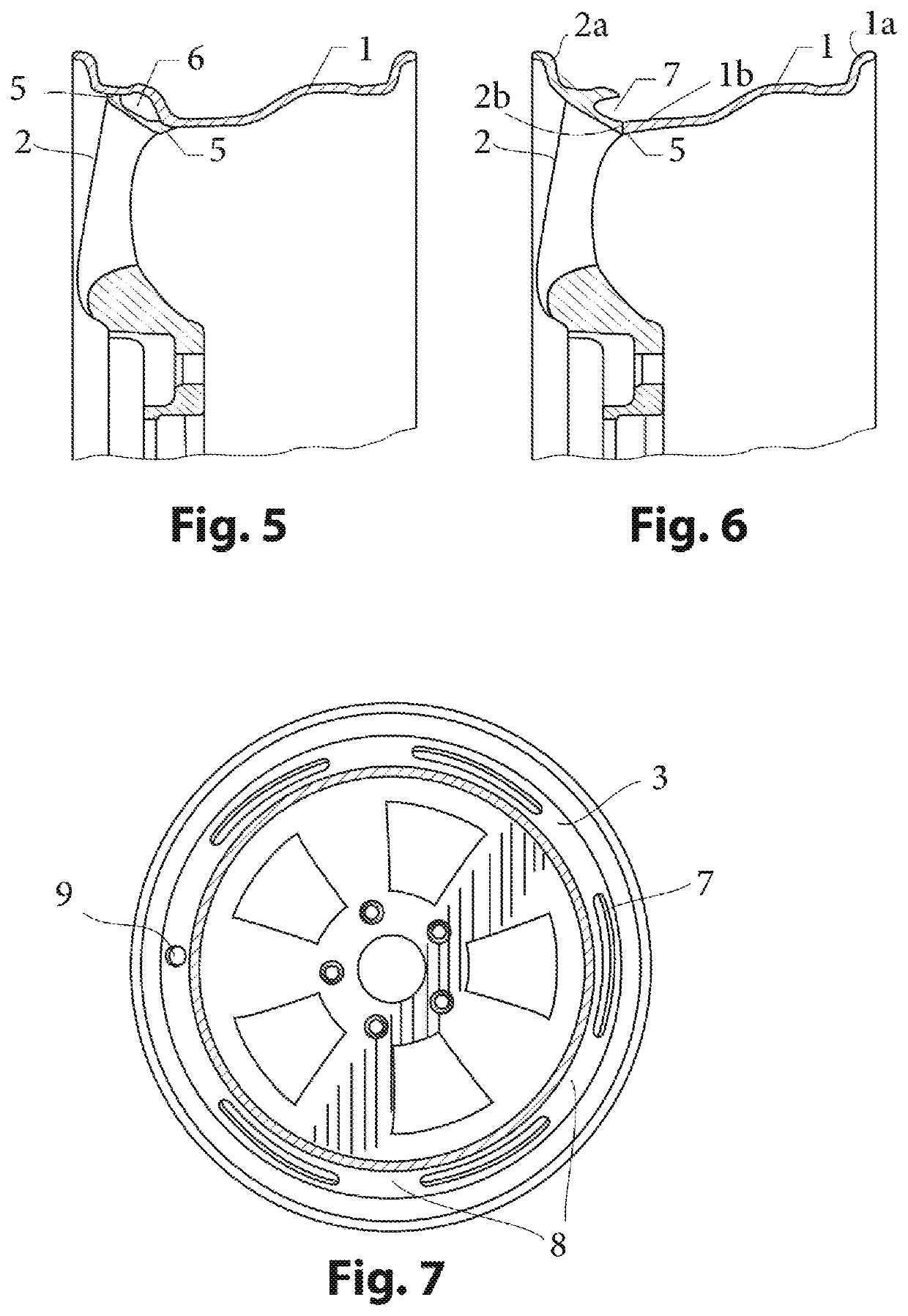 Method for manufacturing a light-alloy hybrid wheel including a front flange and a rim